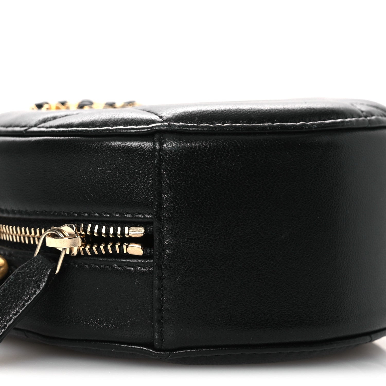 Lambskin Quilted Chanel 19 Round Clutch With Chain Black