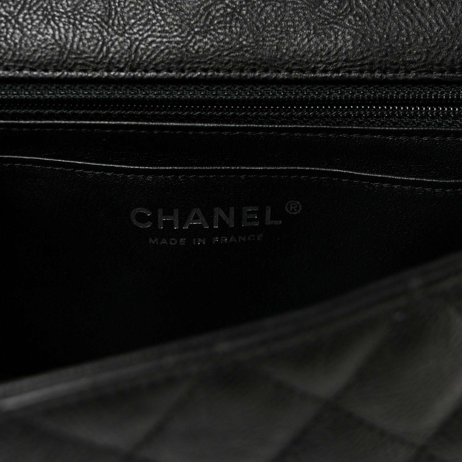 Crumpled Calfskin Quilted Mini Rectangular Flap So Black