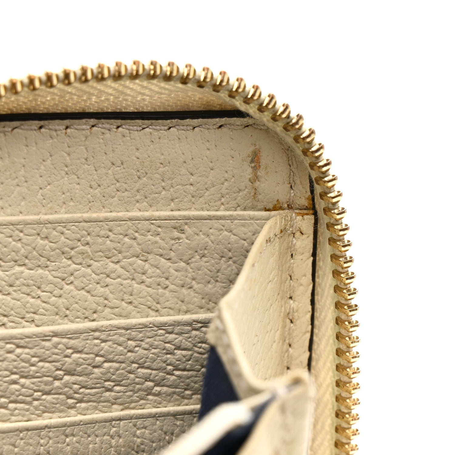 GG Supreme Monogram Textured Dollar Calfskin Web Ophidia Zip Around Wallet Beige Ebony Mystic White