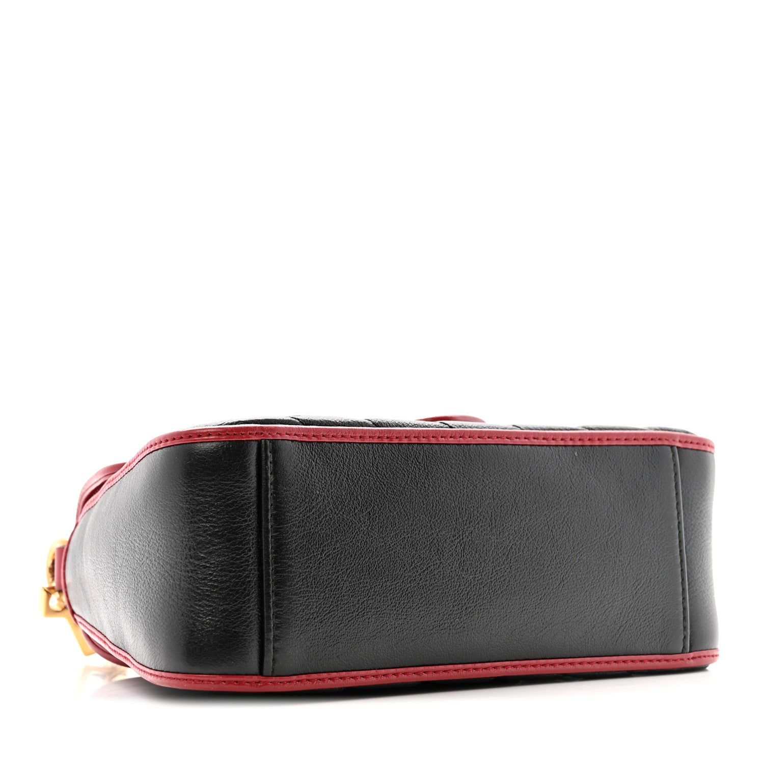 Vintage Effect Calfskin Matelasse Diagonal Mini Torchon GG Marmont Top Handle Shoulder Bag Black Romantic Cherry