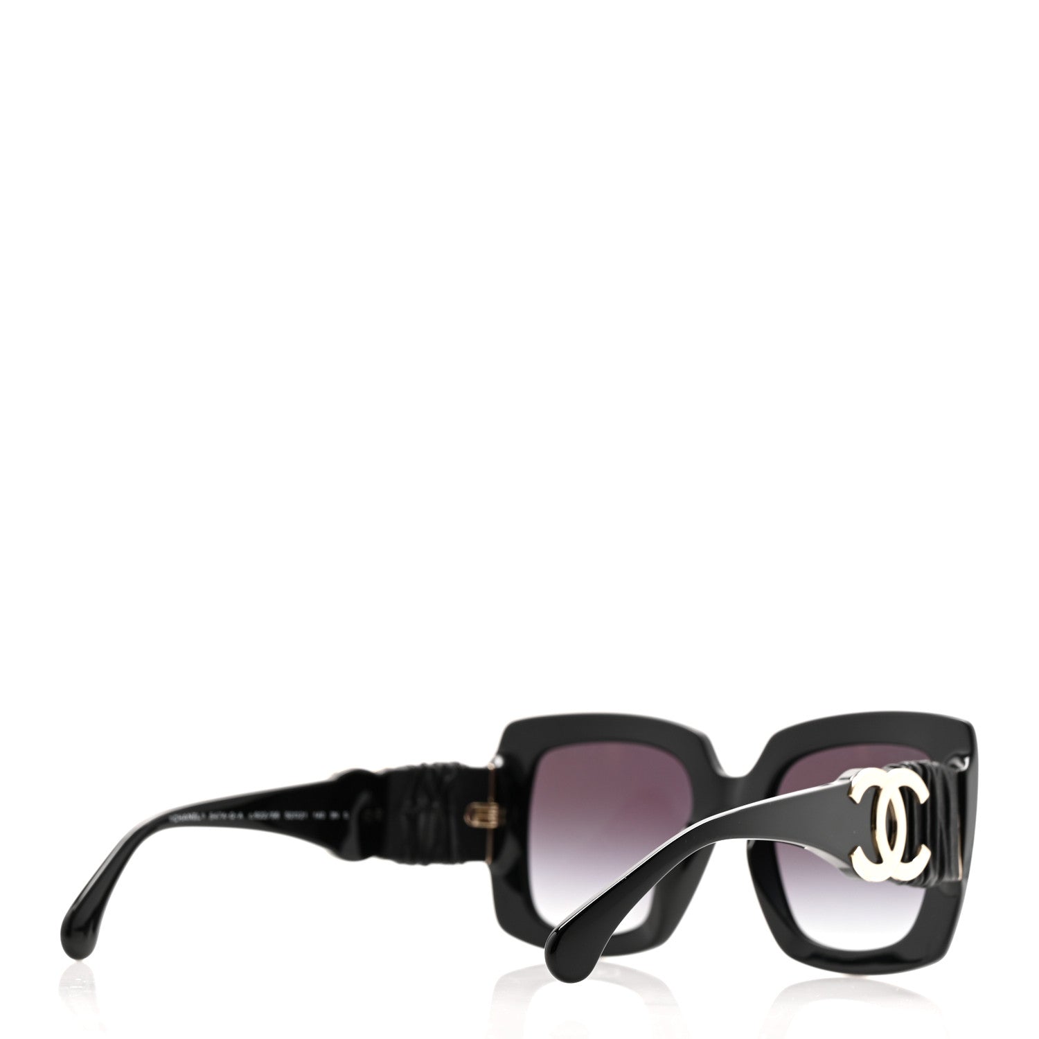 Acetate Calfskin Square Sunglasses 5474-Q-A Black