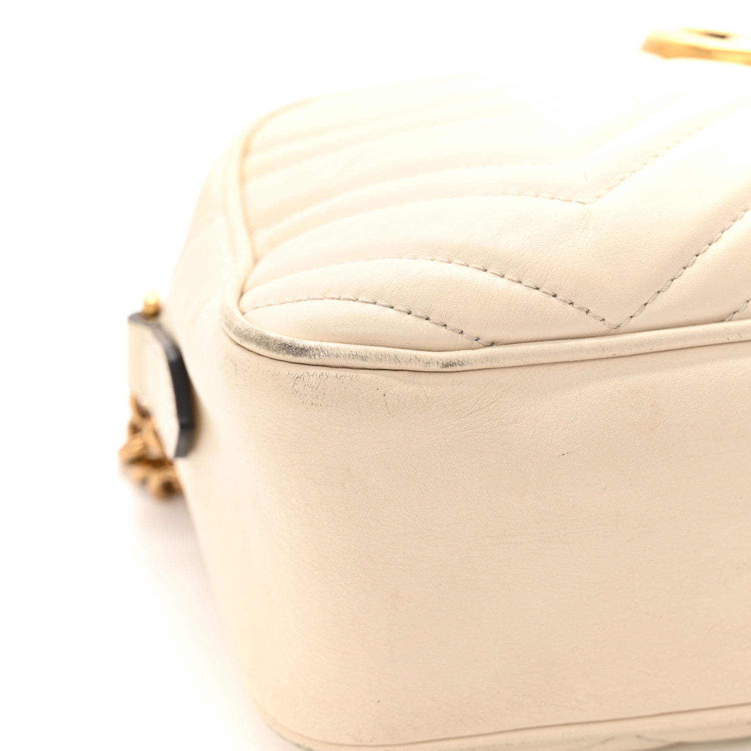 Calfskin Matelasse Small GG Marmont Chain Shoulder Bag White