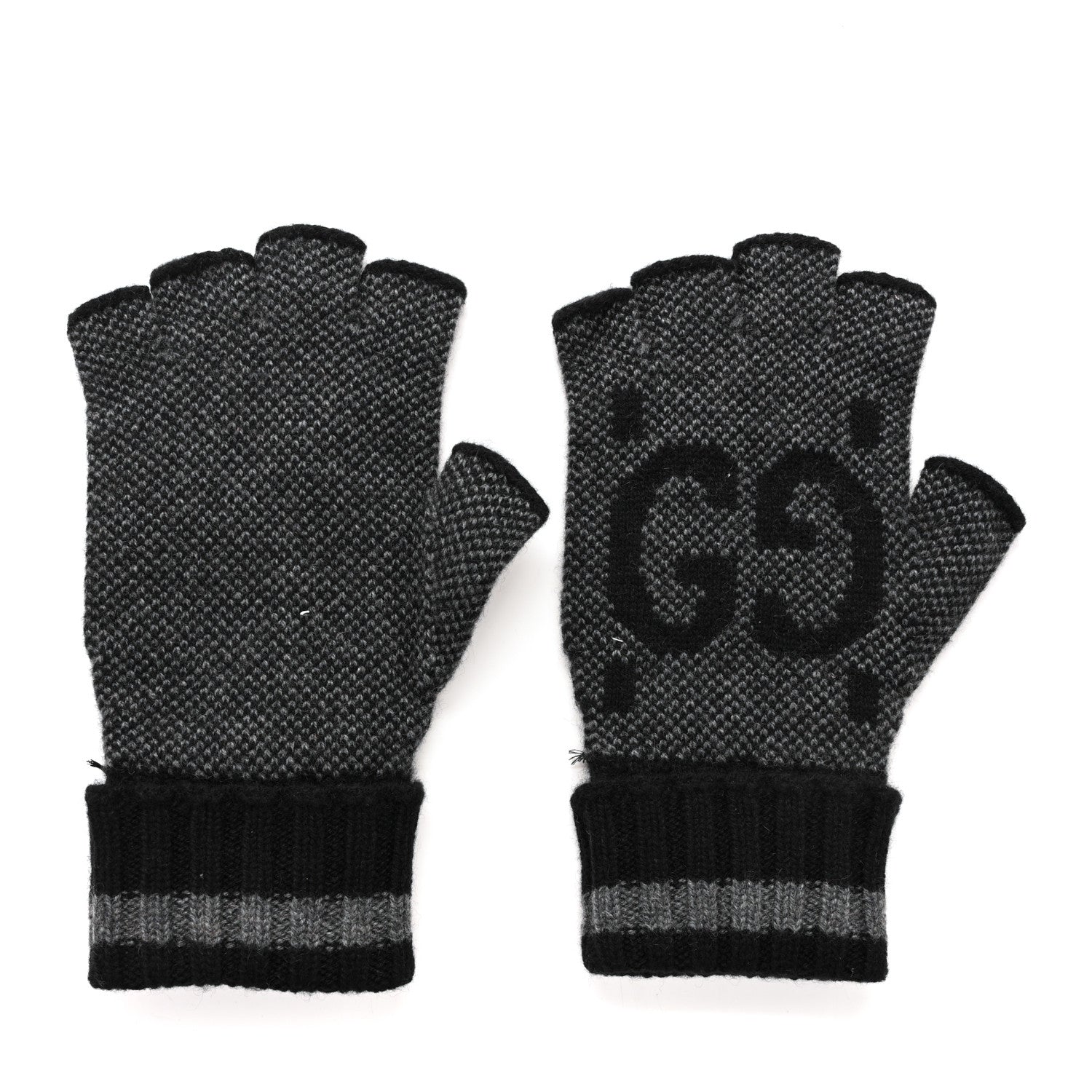 Cashmere Fingerless Gloves Logo M Graphite Black