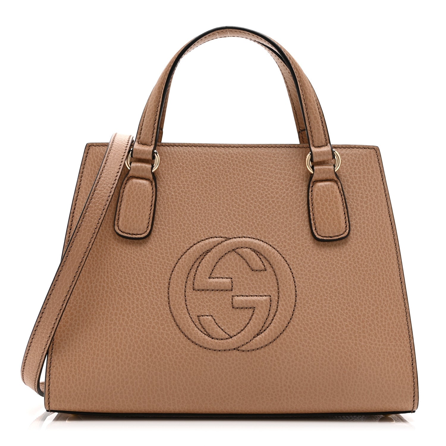 Dollar Calfskin Medium Soho Top Handle Satchel Camelia