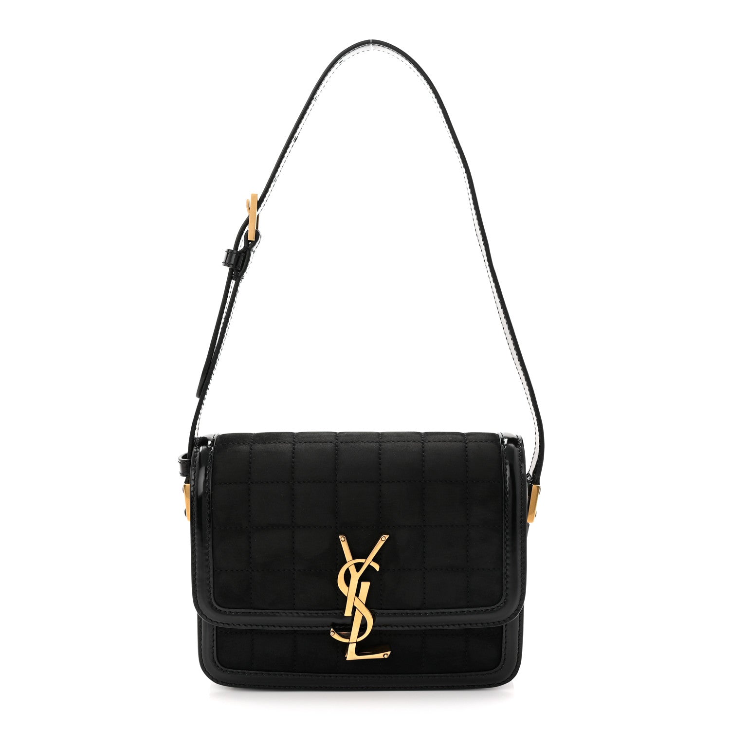 Suede Quilted Monogram Small Solferino Satchel Black