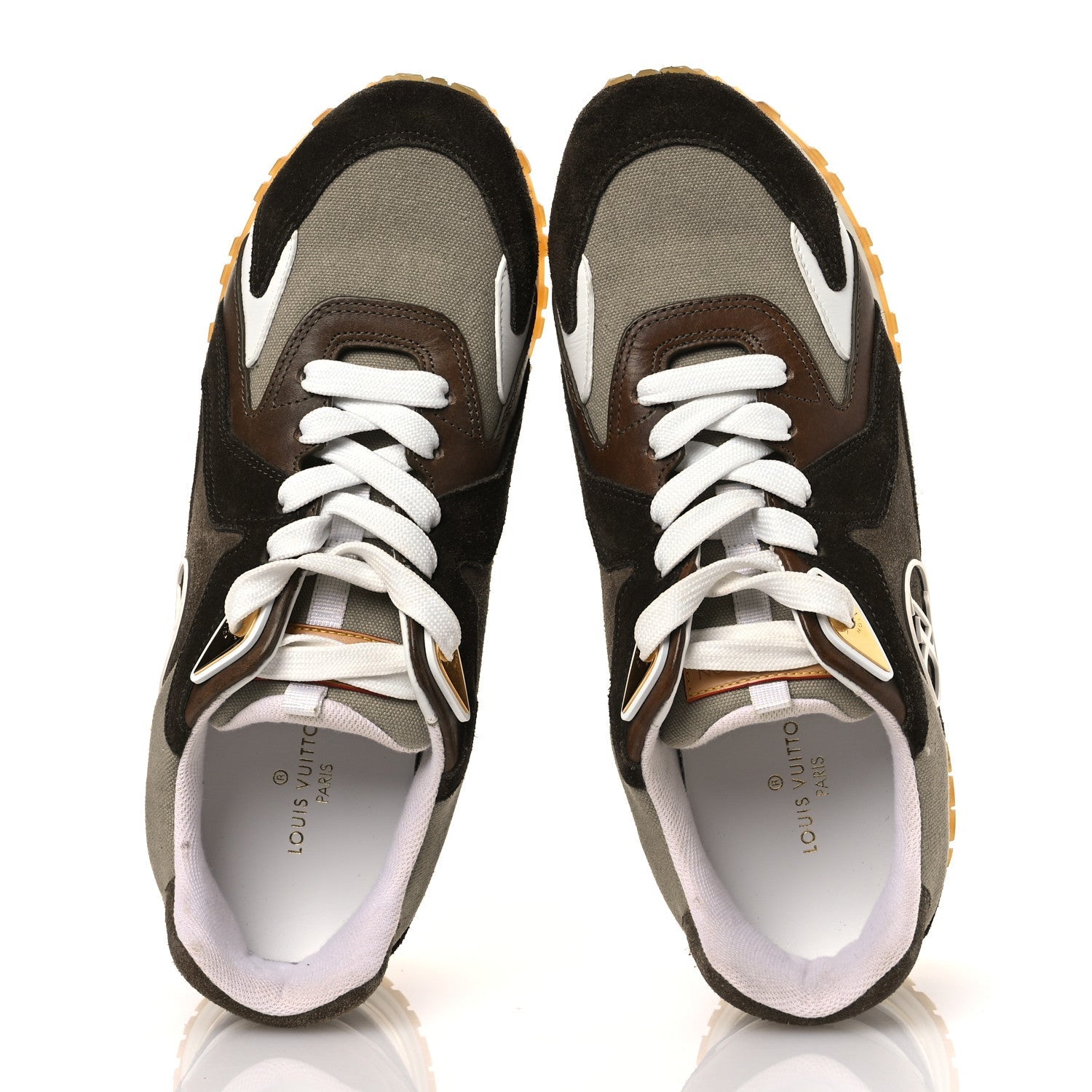 Calfskin Suede Run Away Sneakers 37.5 Kaki