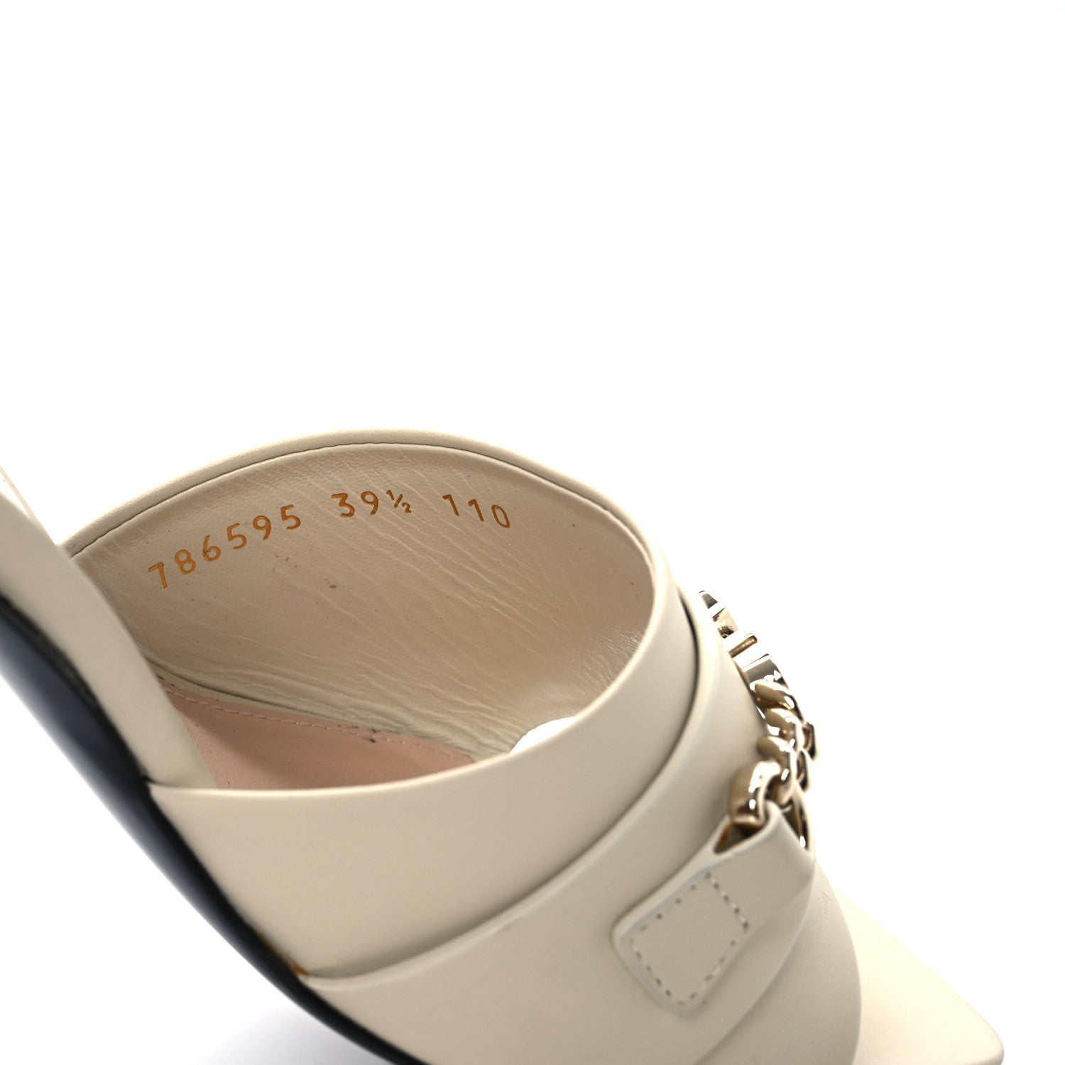 Calfskin Signoria 75mm Slide Sandals 39.5 New Ivoire