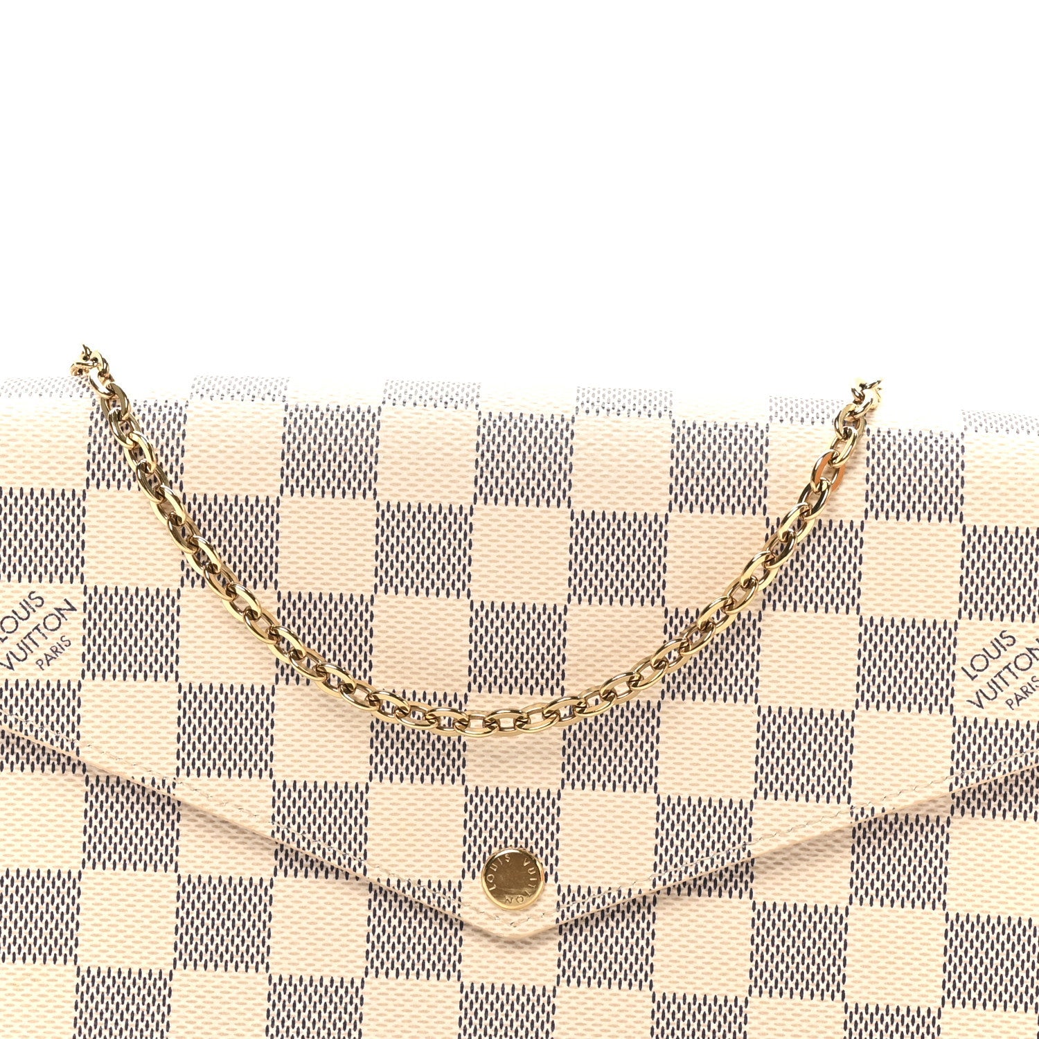Damier Azur Pochette Felicie Chain Wallet Rose Ballerine