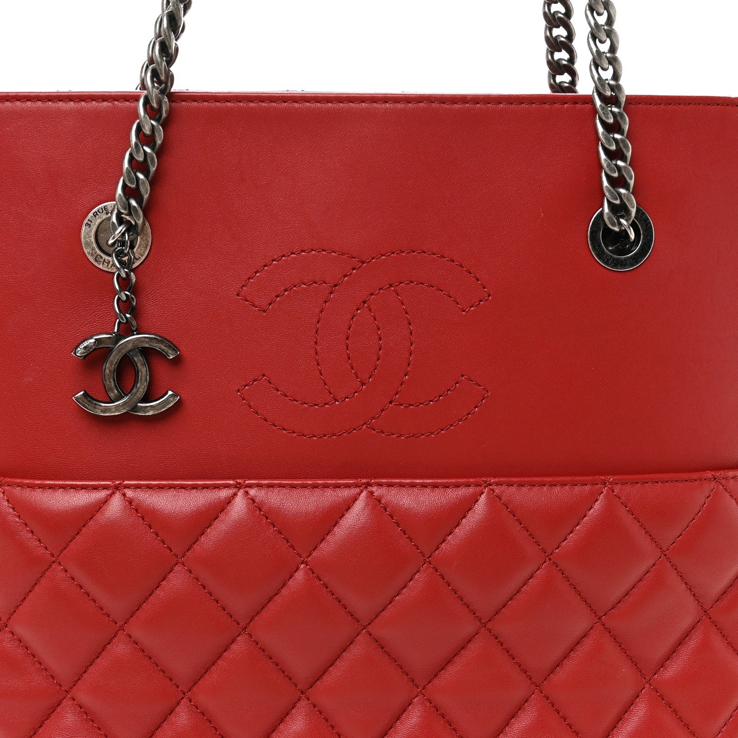 Lambskin Quilted Small Urban Delight Tote Red