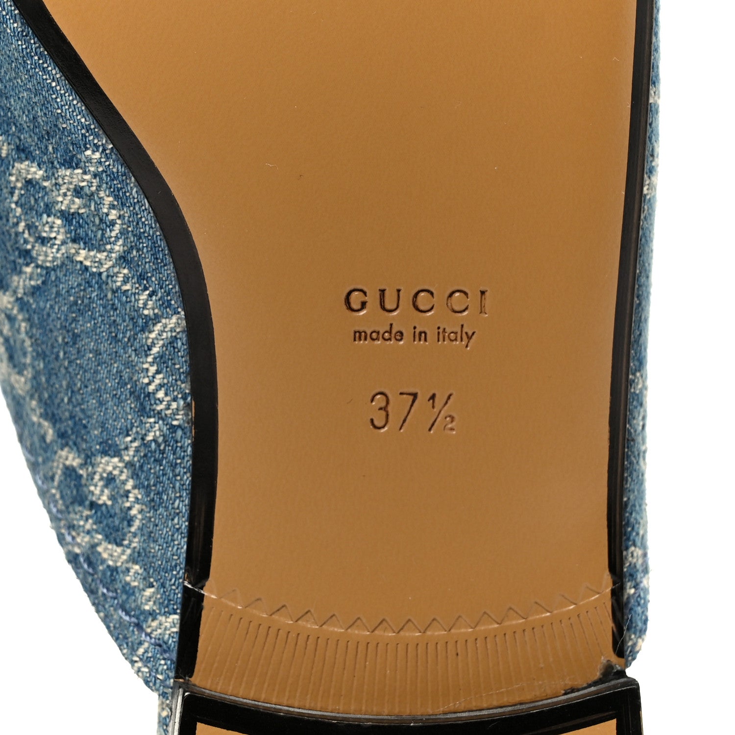 New Denim GG Malaga Kid Womens Princetown Slippers 37.5 Light Blue Royale