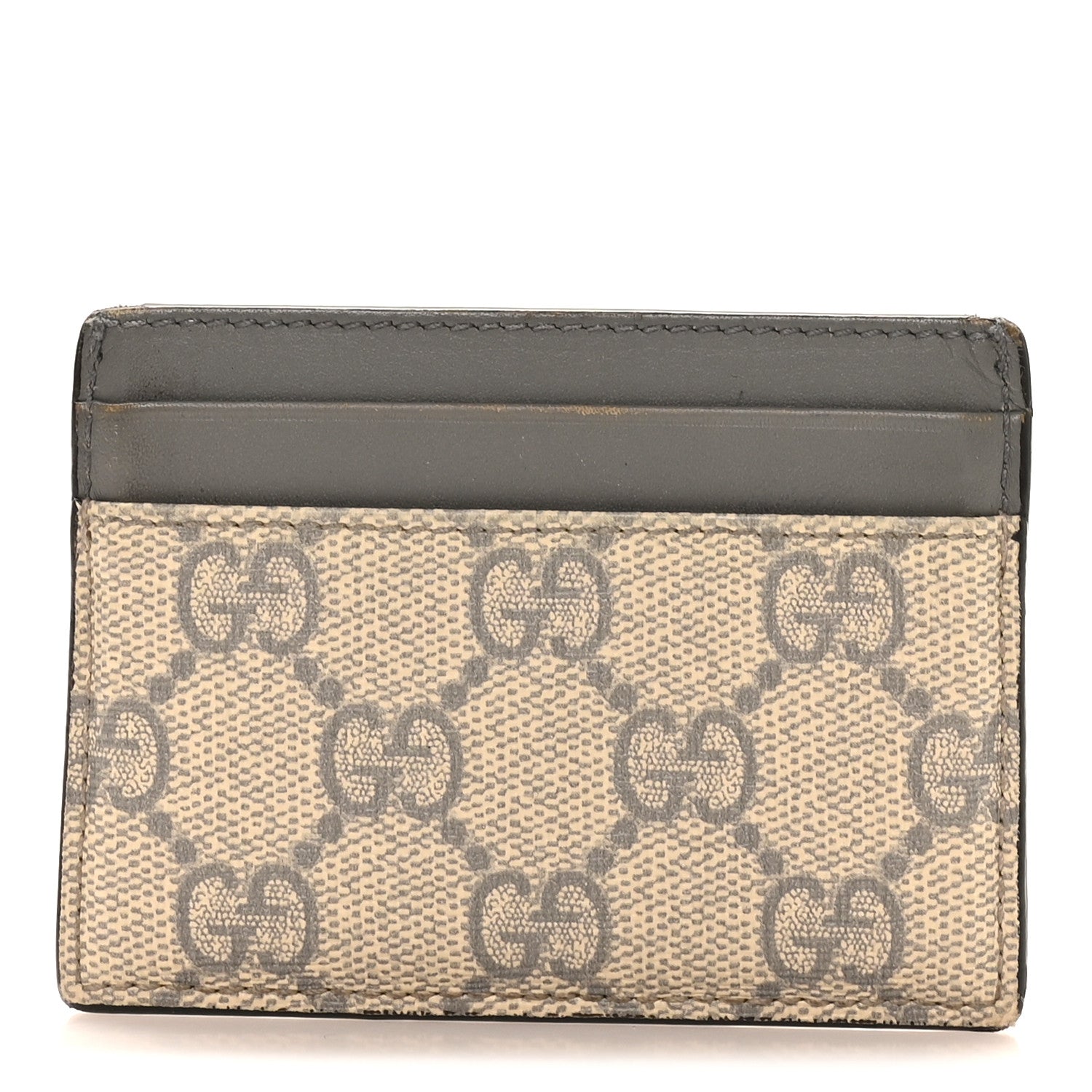 GG Supreme Monogram Calfskin Card Holder Beige Grey