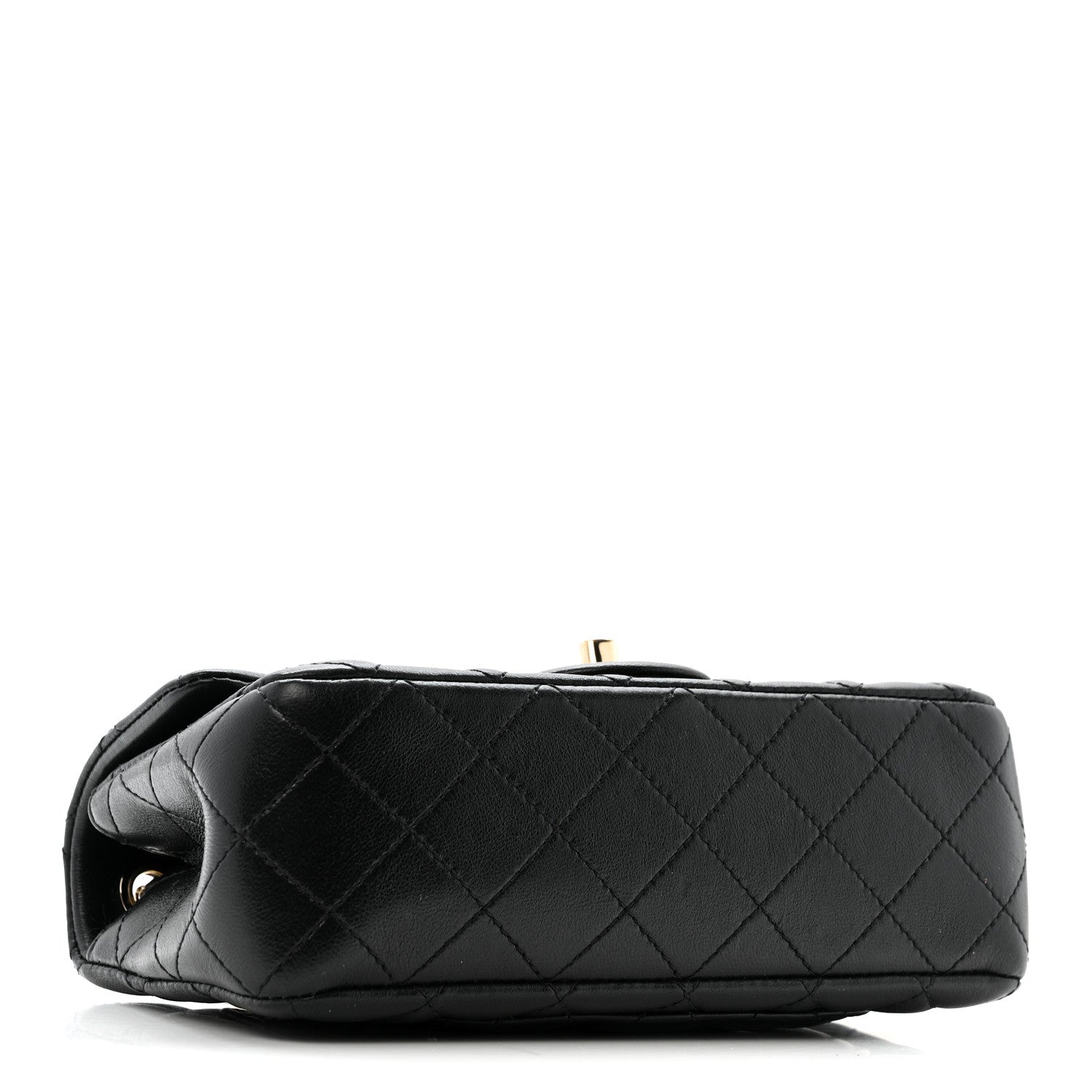 Lambskin Quilted Mini Rectangular Pearl Crush Flap Black