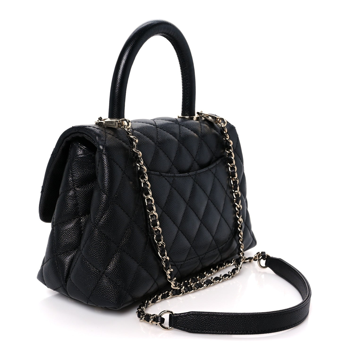 Caviar Quilted Mini Coco Handle Flap Black