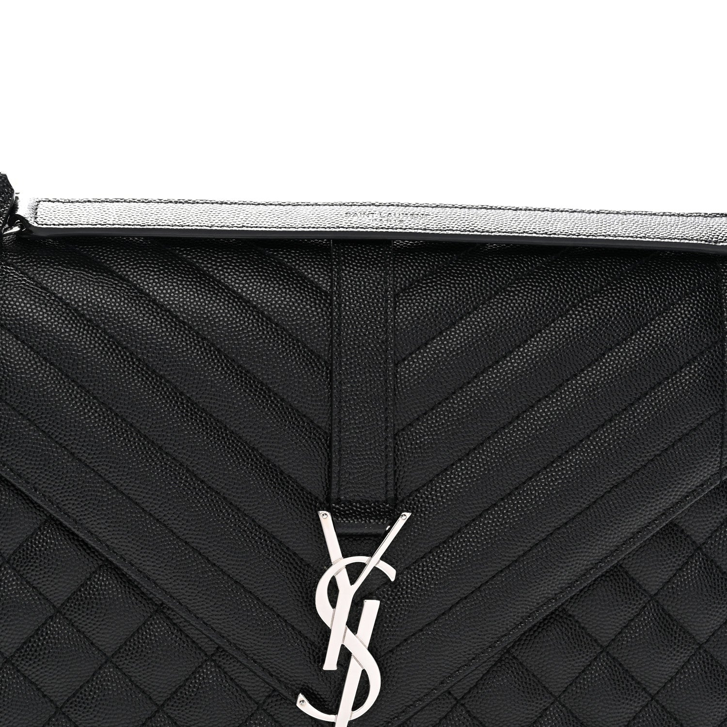 Grain De Poudre Textured Mixed Matelasse Large Triquilt Monogram Satchel Black