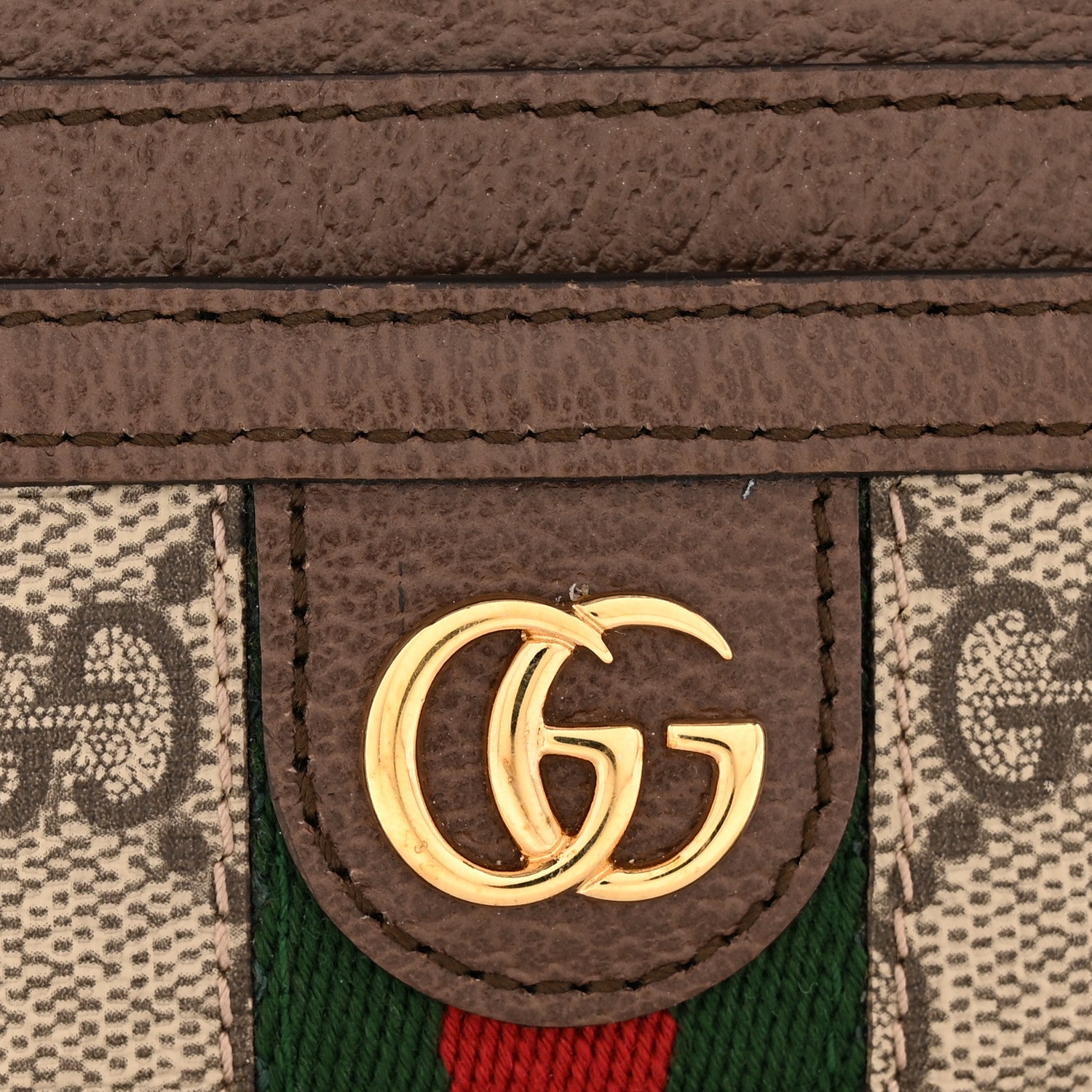 GG Supreme Monogram Textured Dollar Calfskin Ophidia Card Holder Beige Ebony New Acero