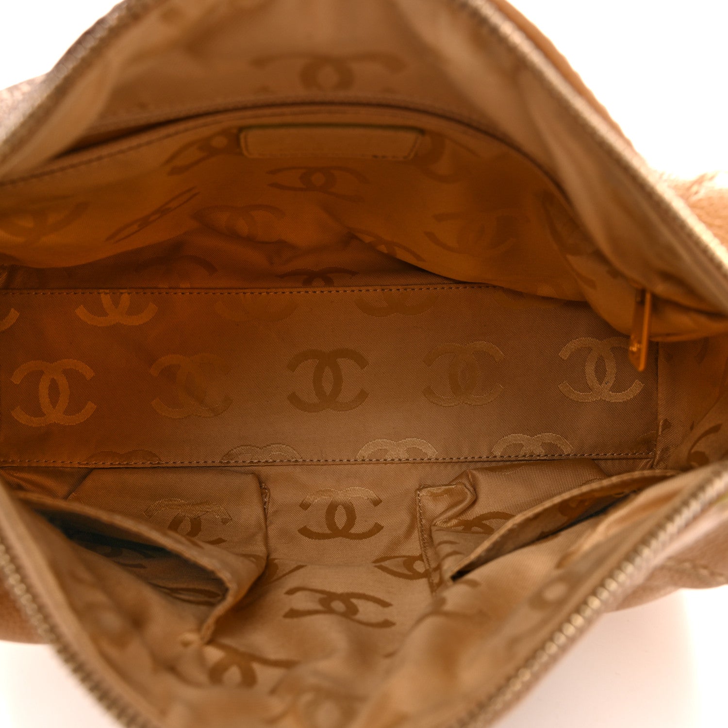 Caviar CC Stitched Shoulder Bag Beige