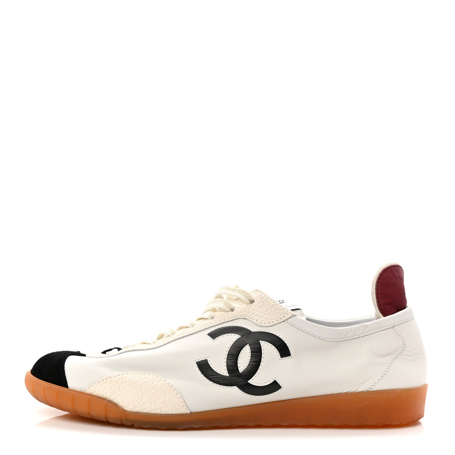 Calfskin Embossed Suede Sneakers 38 White Black