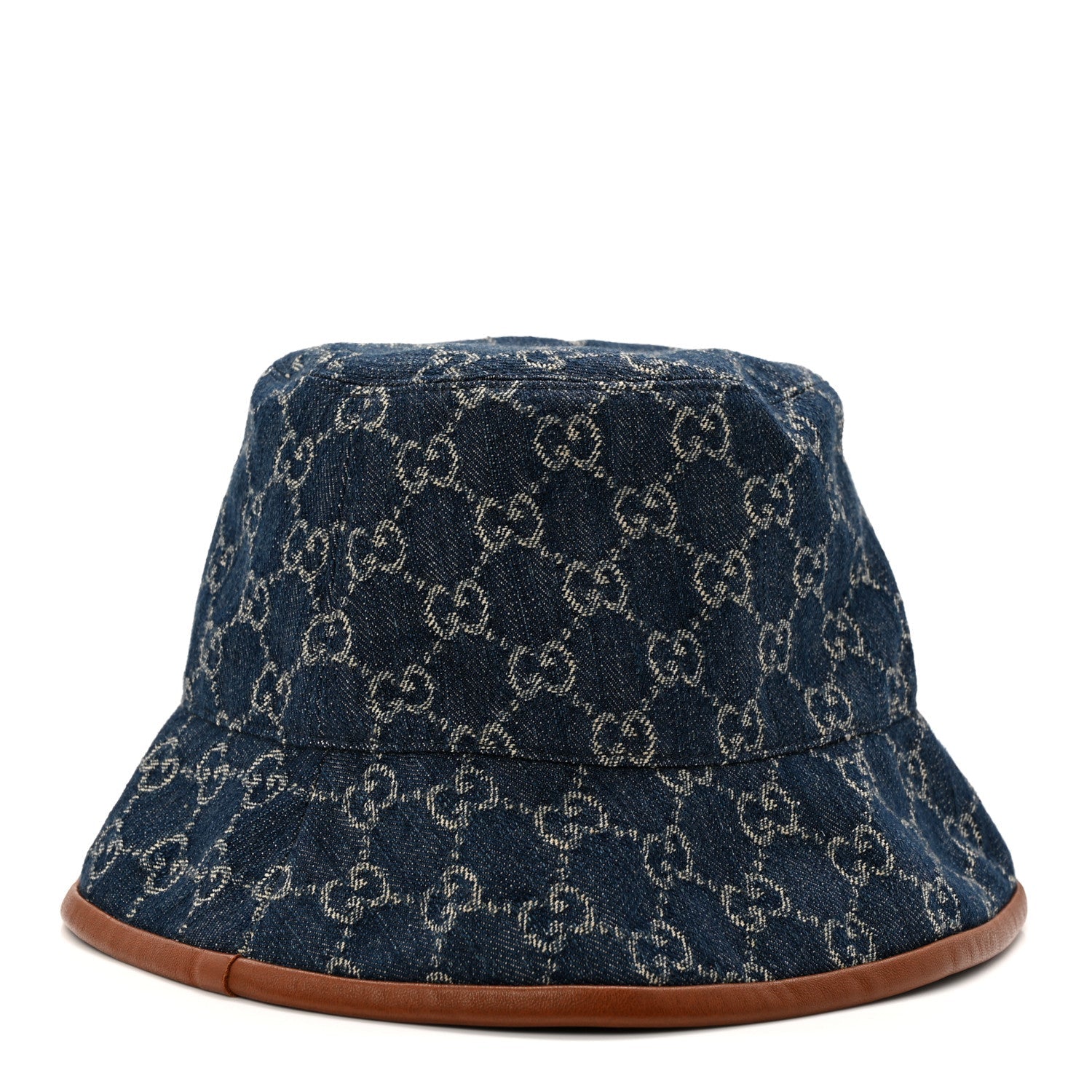 Washed Jacquard Denim Nappa GG Monogram Oscar Bucket Hat L Denim Cuir