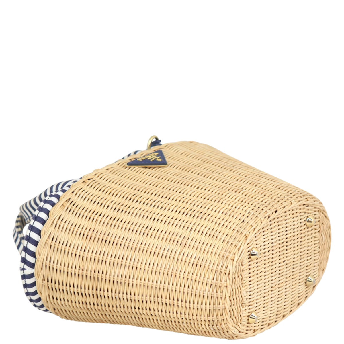Prada Wicker and Striped Canvas Tote