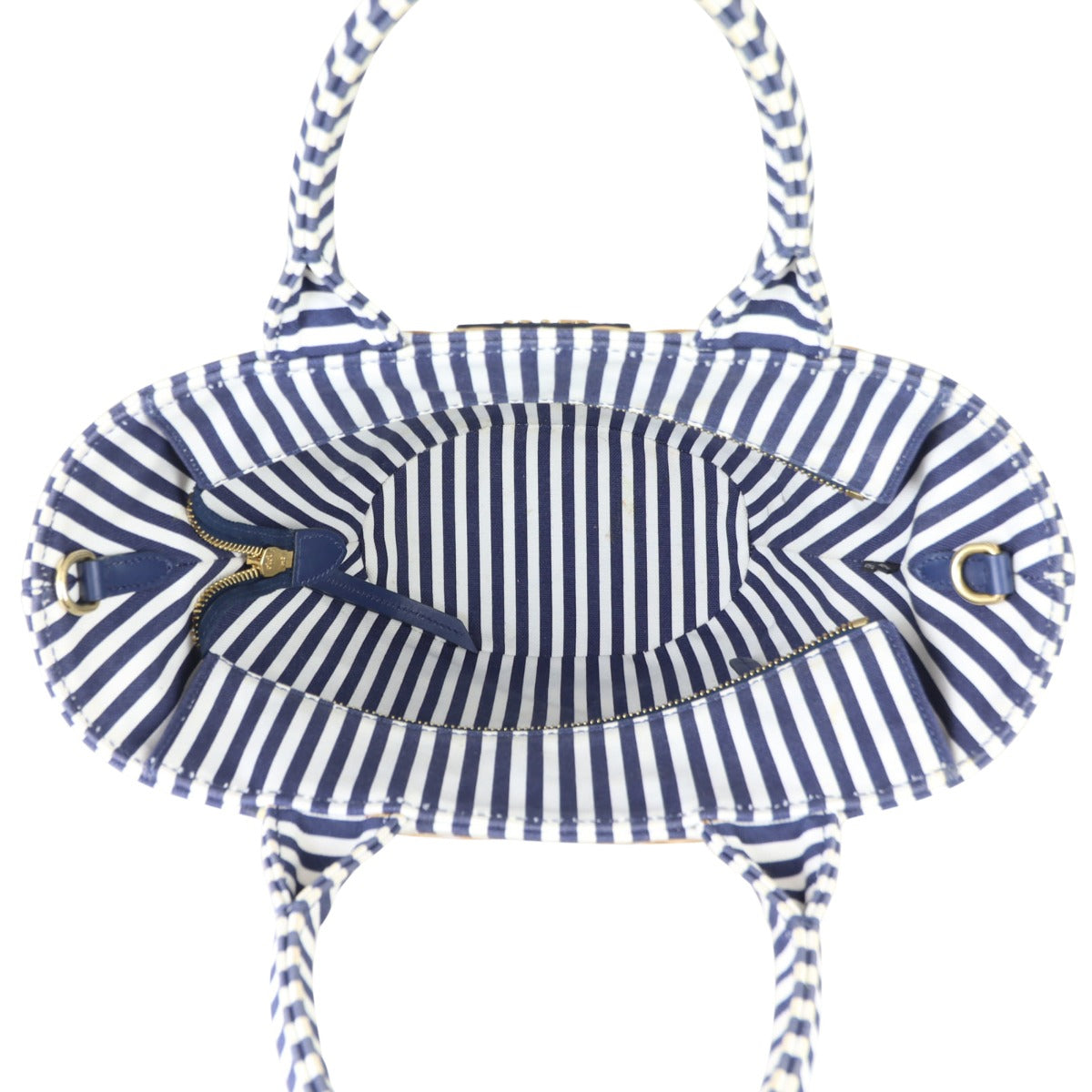 Prada Wicker and Striped Canvas Tote