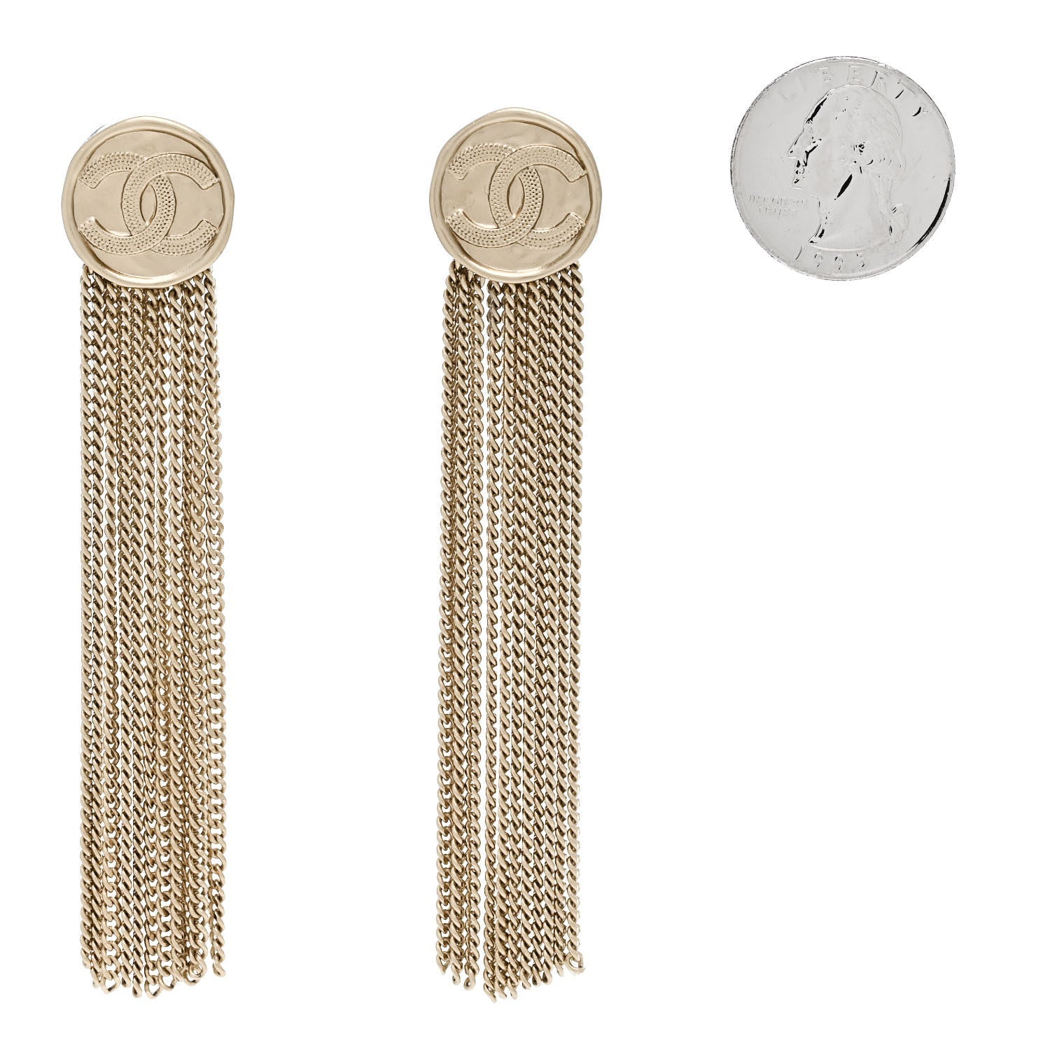 Metal CC Multi Strand Chain Drop Earrings Gold