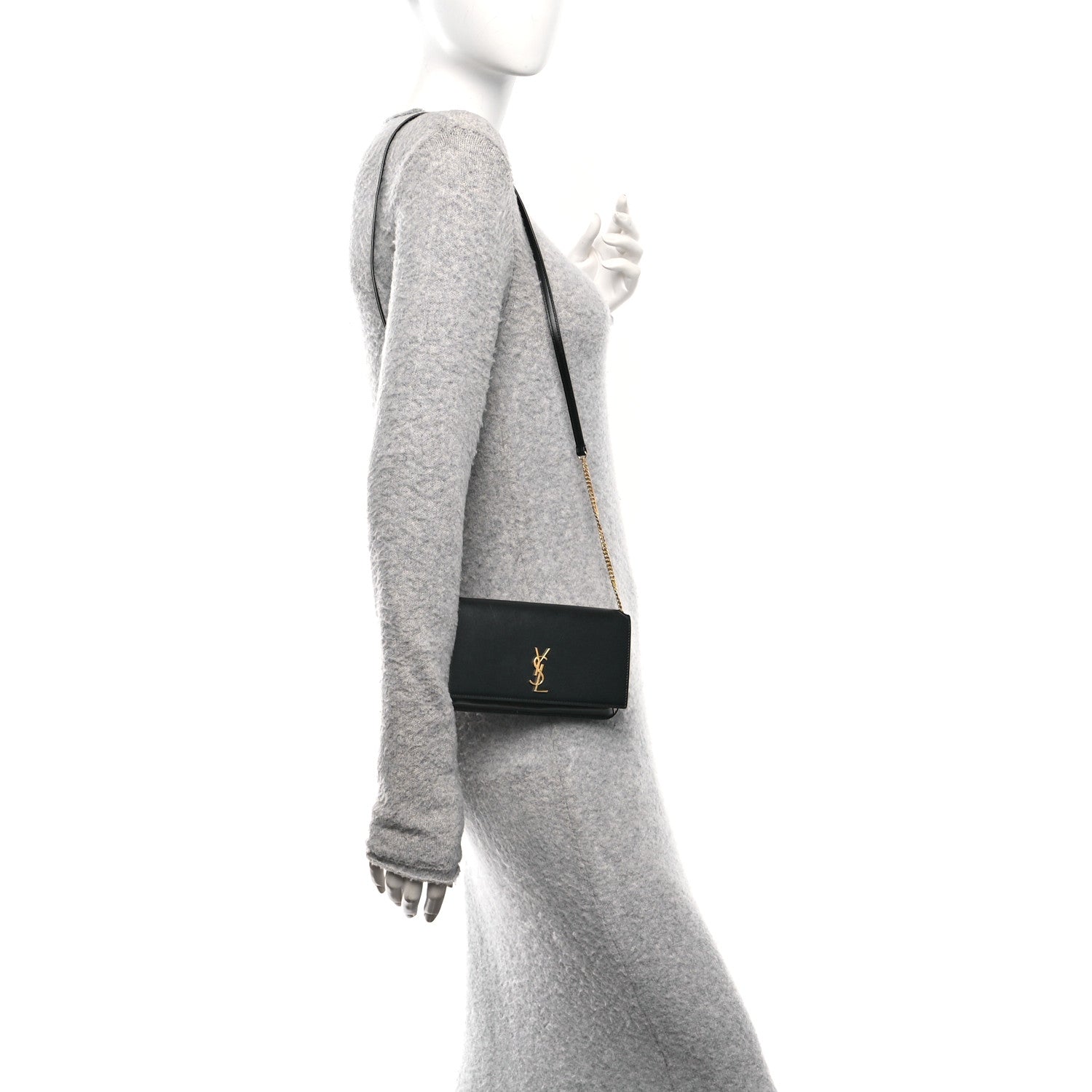 Smooth Calfskin Monogram Phone Holder Crossbody Black