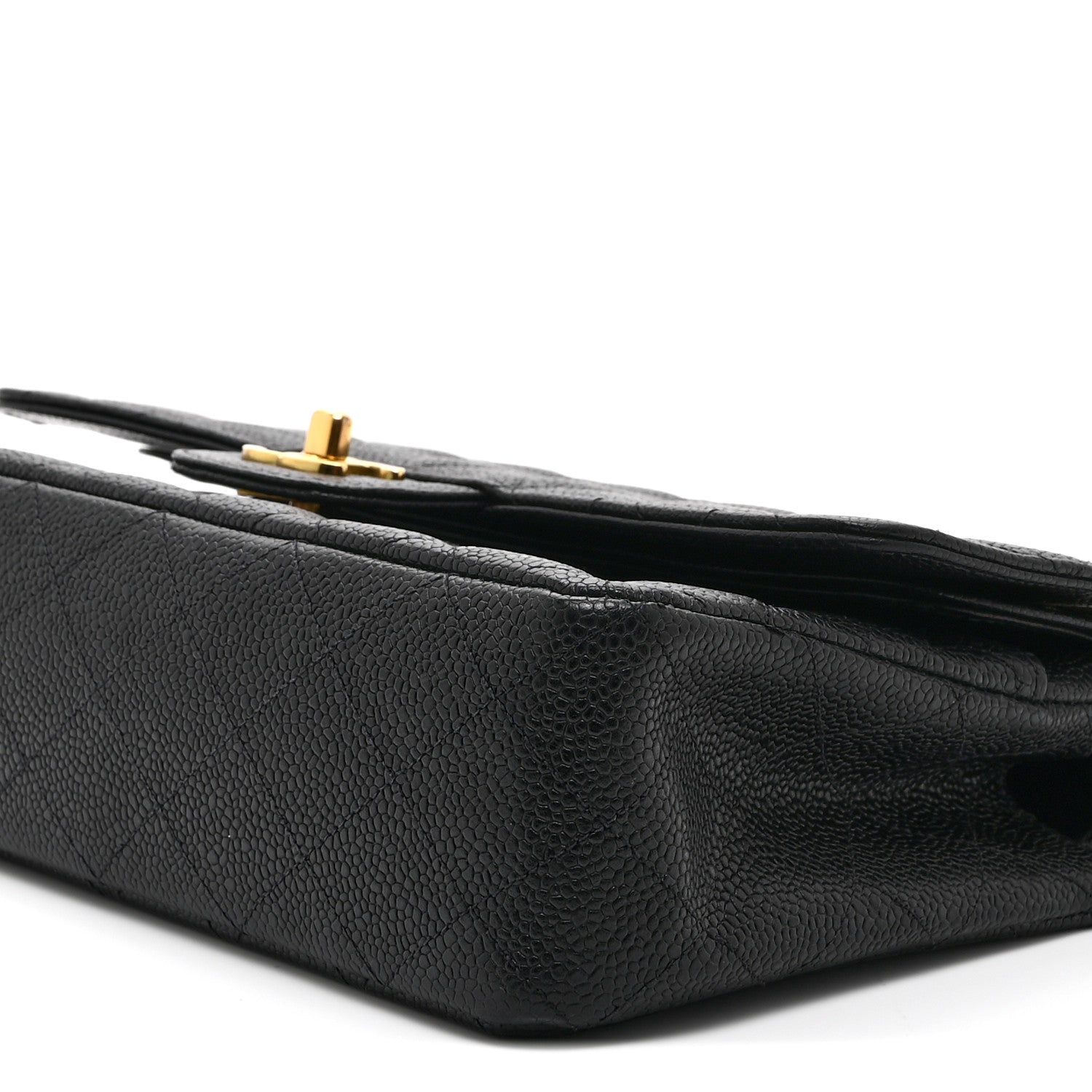 Caviar Quilted Medium Double Flap Black
