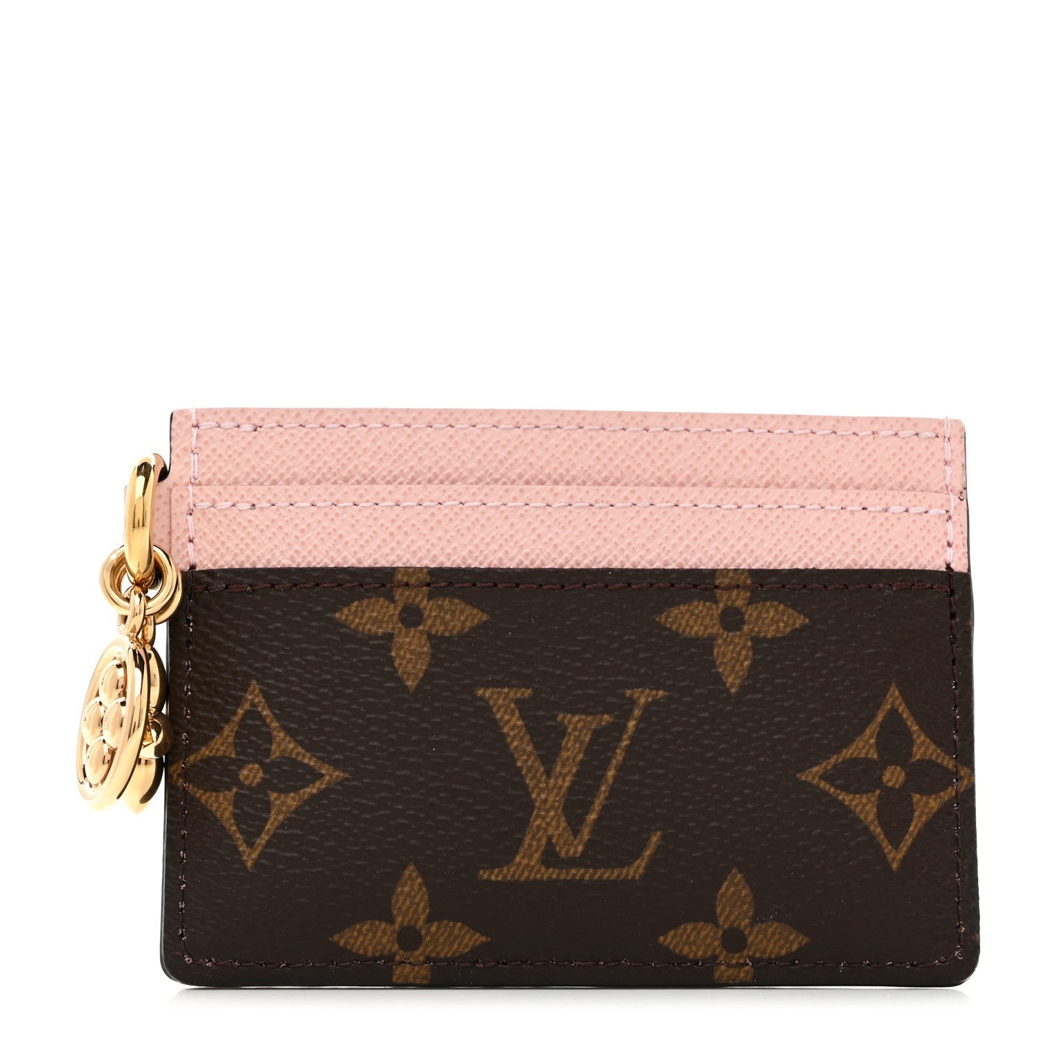 Monogram LV Charms Card Holder Rose Ballerine