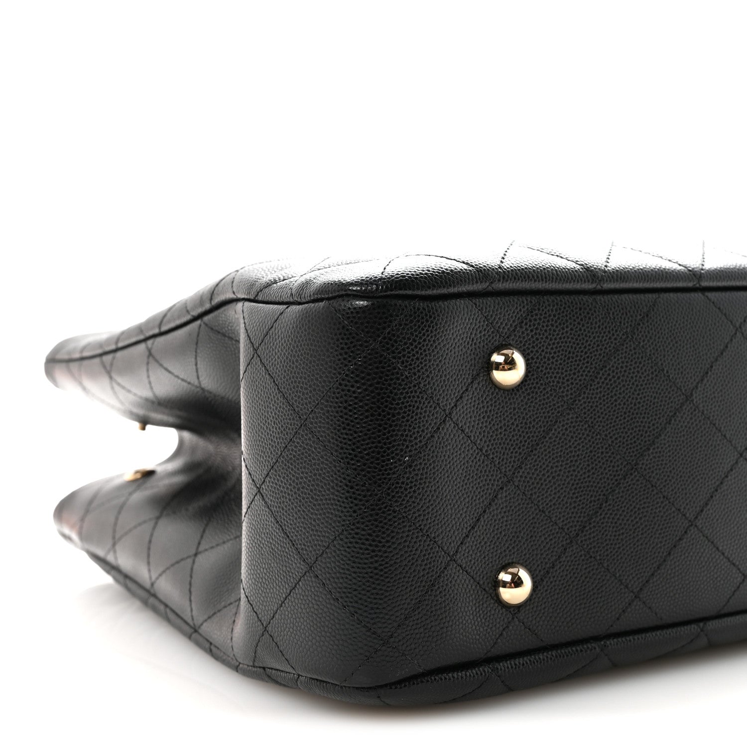 Caviar Quilted Large Shopping Tote Black
