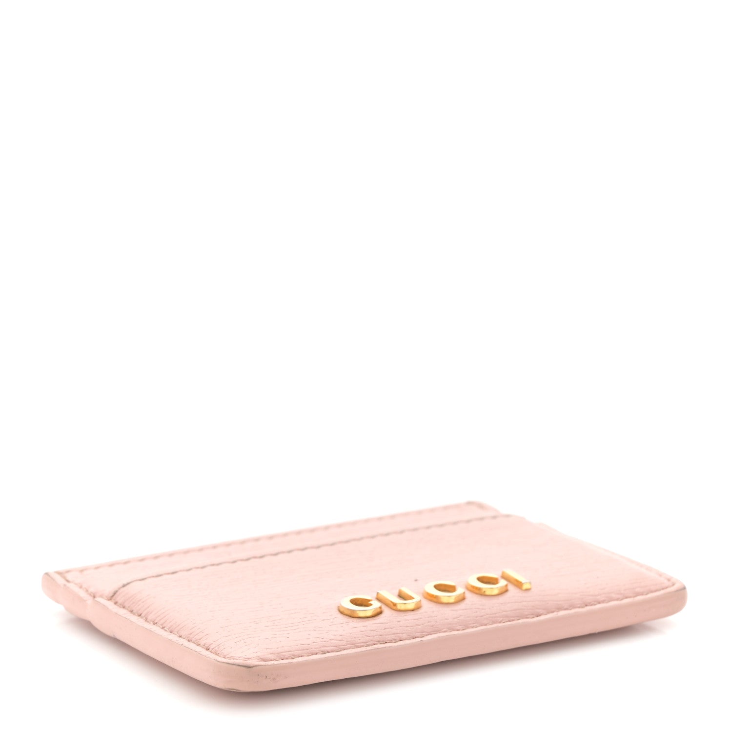 Calfskin Script Card Holder Light Pink
