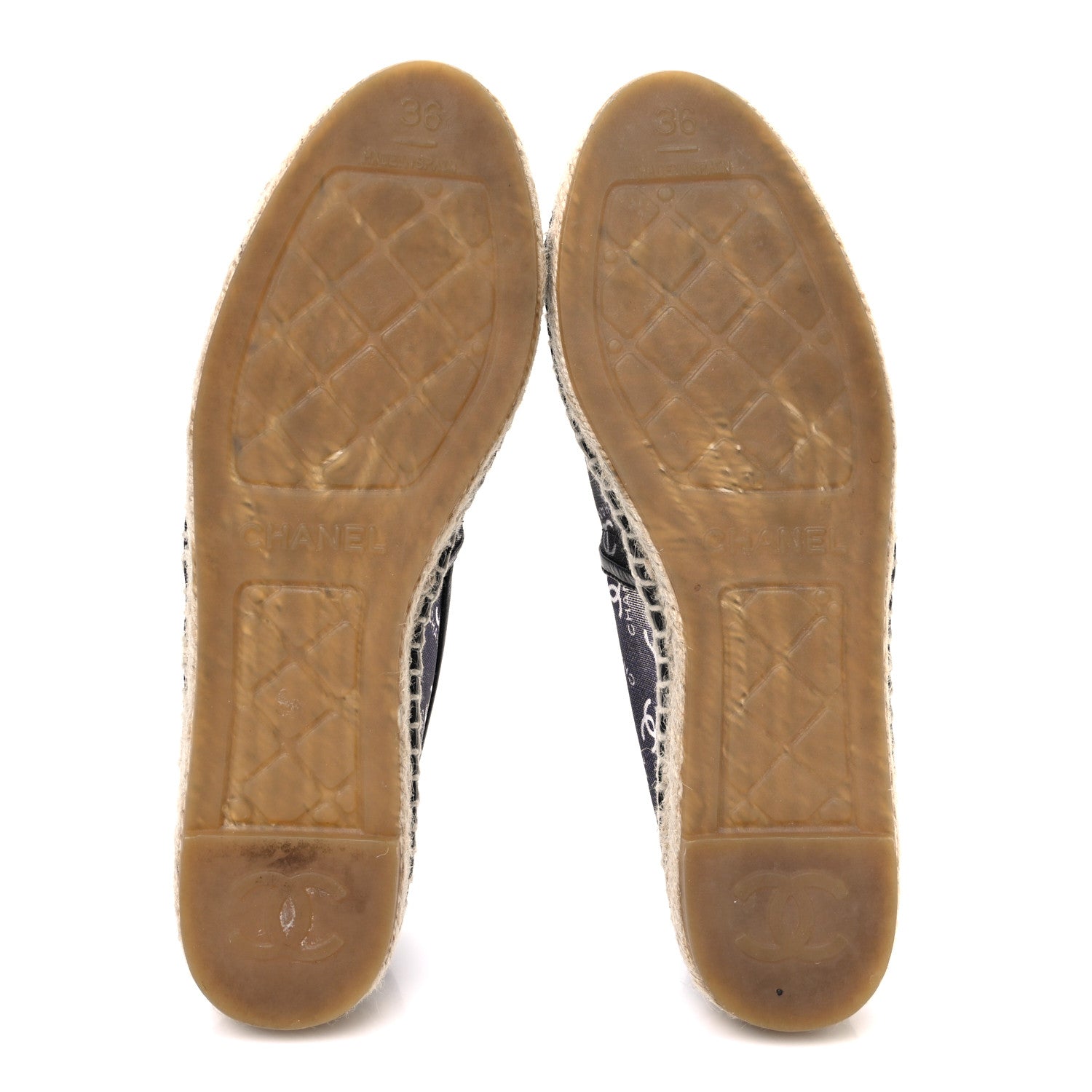 Mesh Grosgrain CC Espadrilles 36 Black White