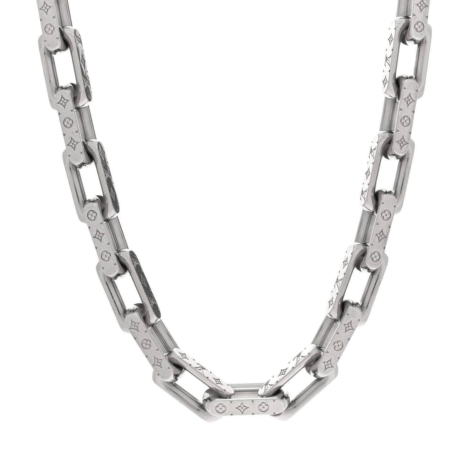 Monogram Chain Necklace Silver