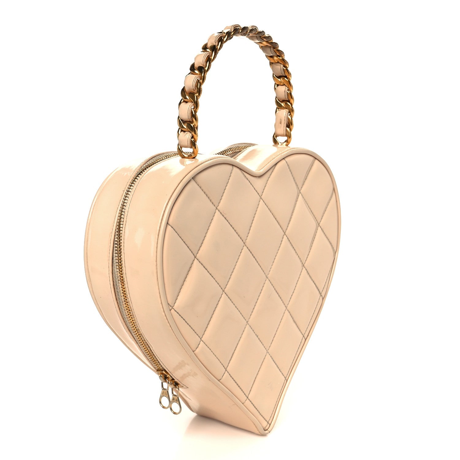 Patent CC Heart Vanity Case Beige
