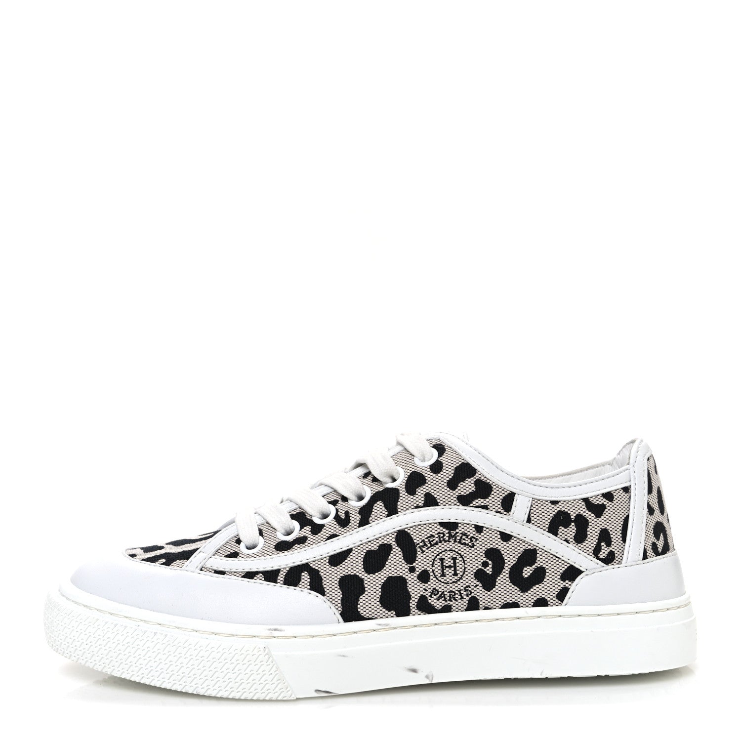 Canvas Calfskin Leopard Get Sneakers 36.5 Prunoir White
