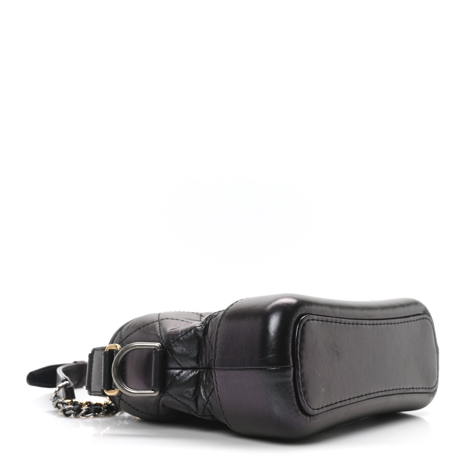 Iridescent Aged Calfskin Quilted Small Gabrielle Hobo Black
