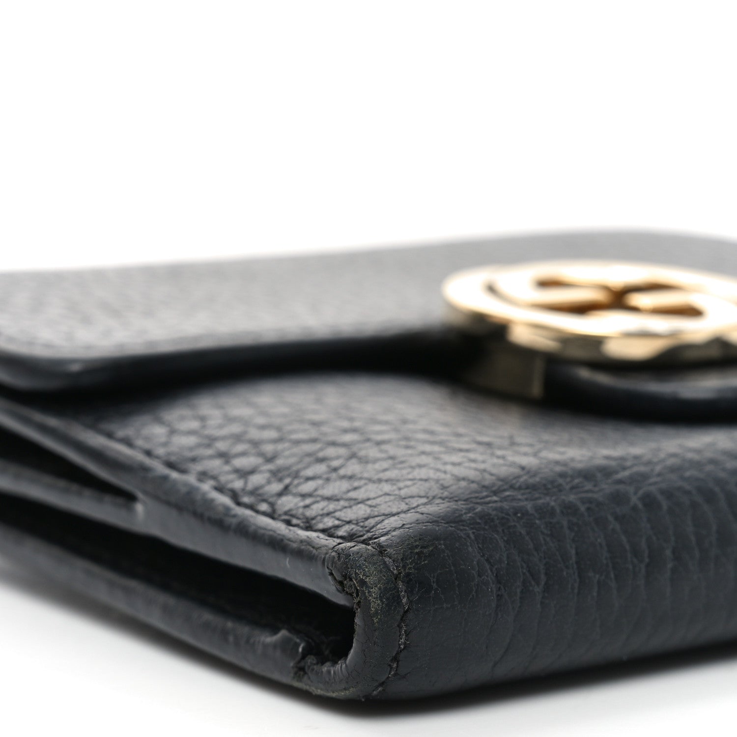 Dollar Calfskin Interlocking G French Wallet Black