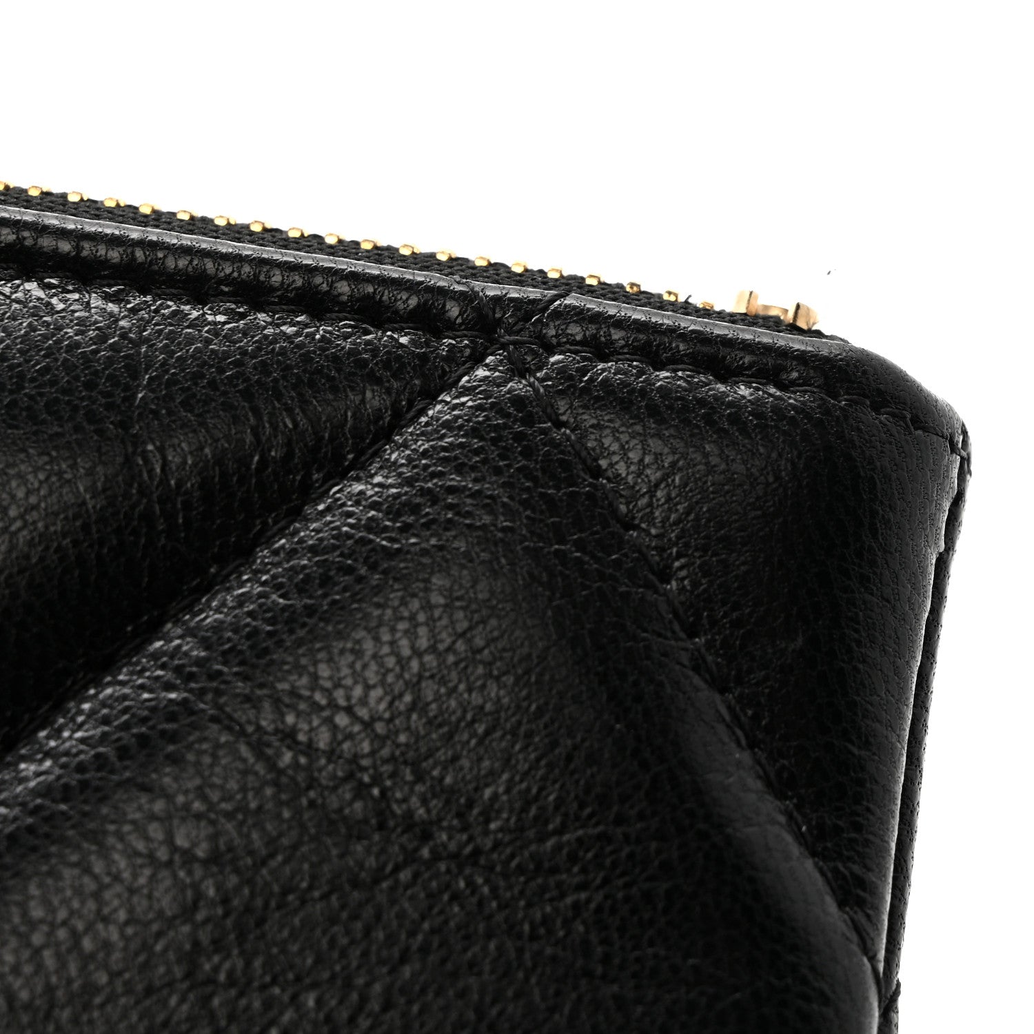 Shiny Goatskin Quilted Small Chanel 19 Pouch Black