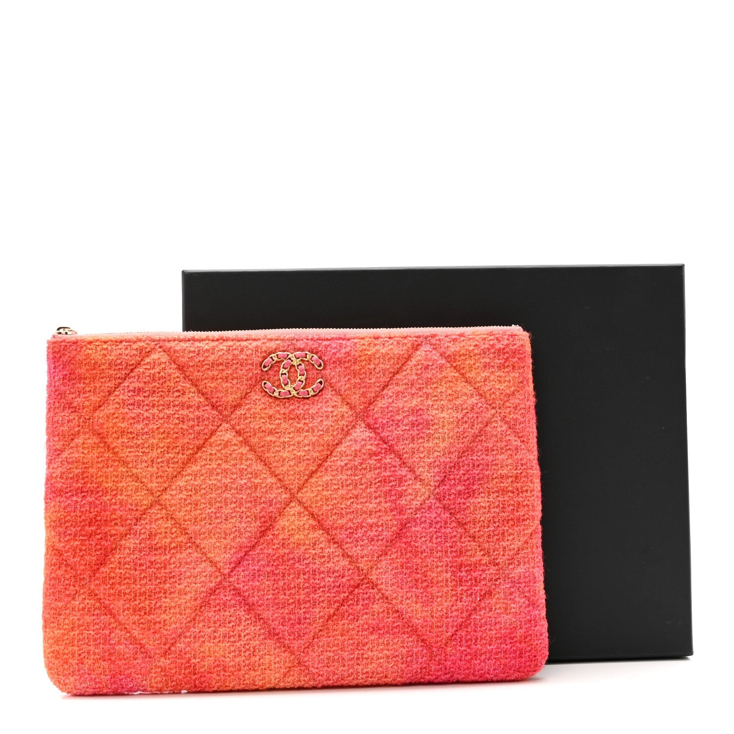 Tweed Large Chanel 19 Cosmetic Case Coral Pink