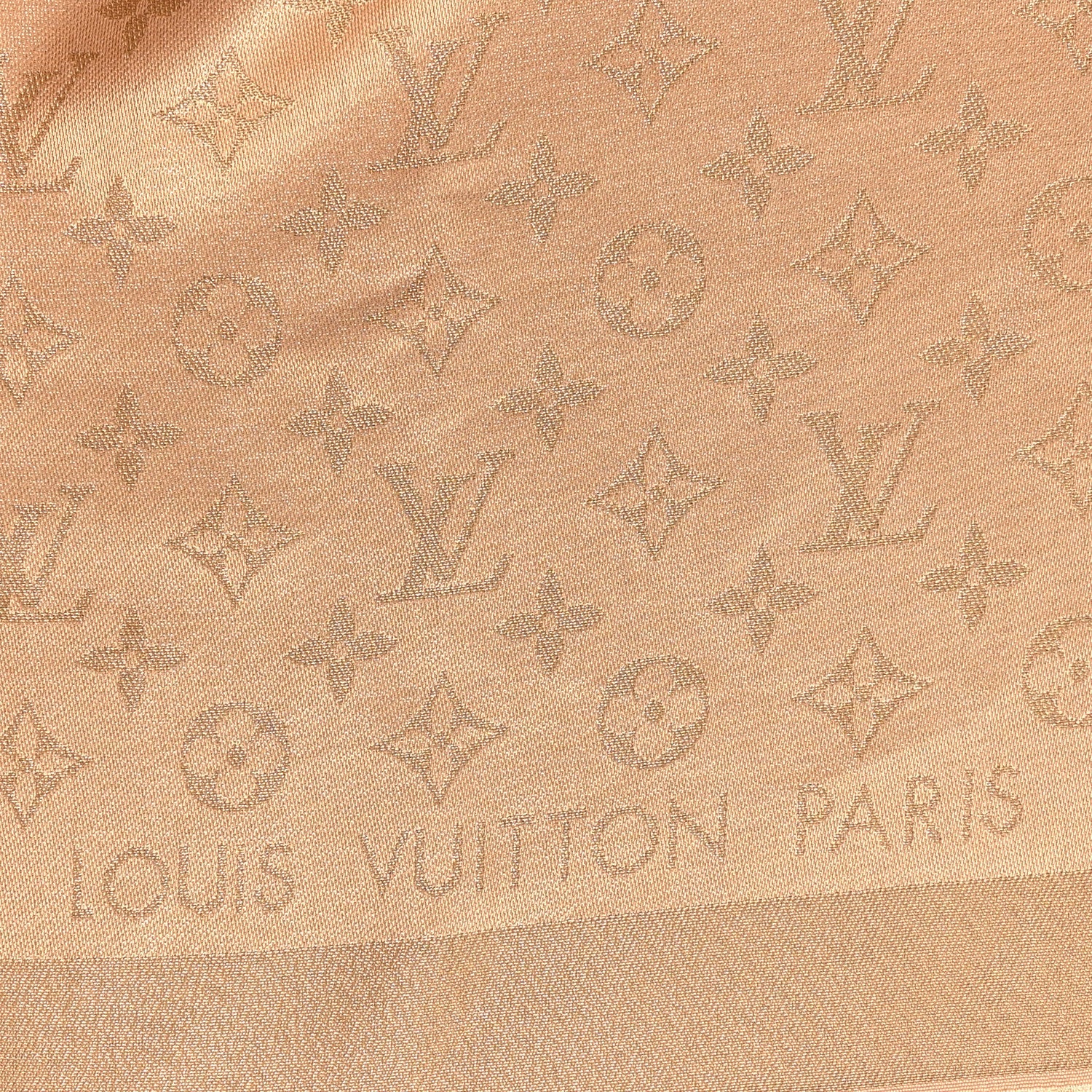 Silk Wool Monogram Shine Shawl Caramel