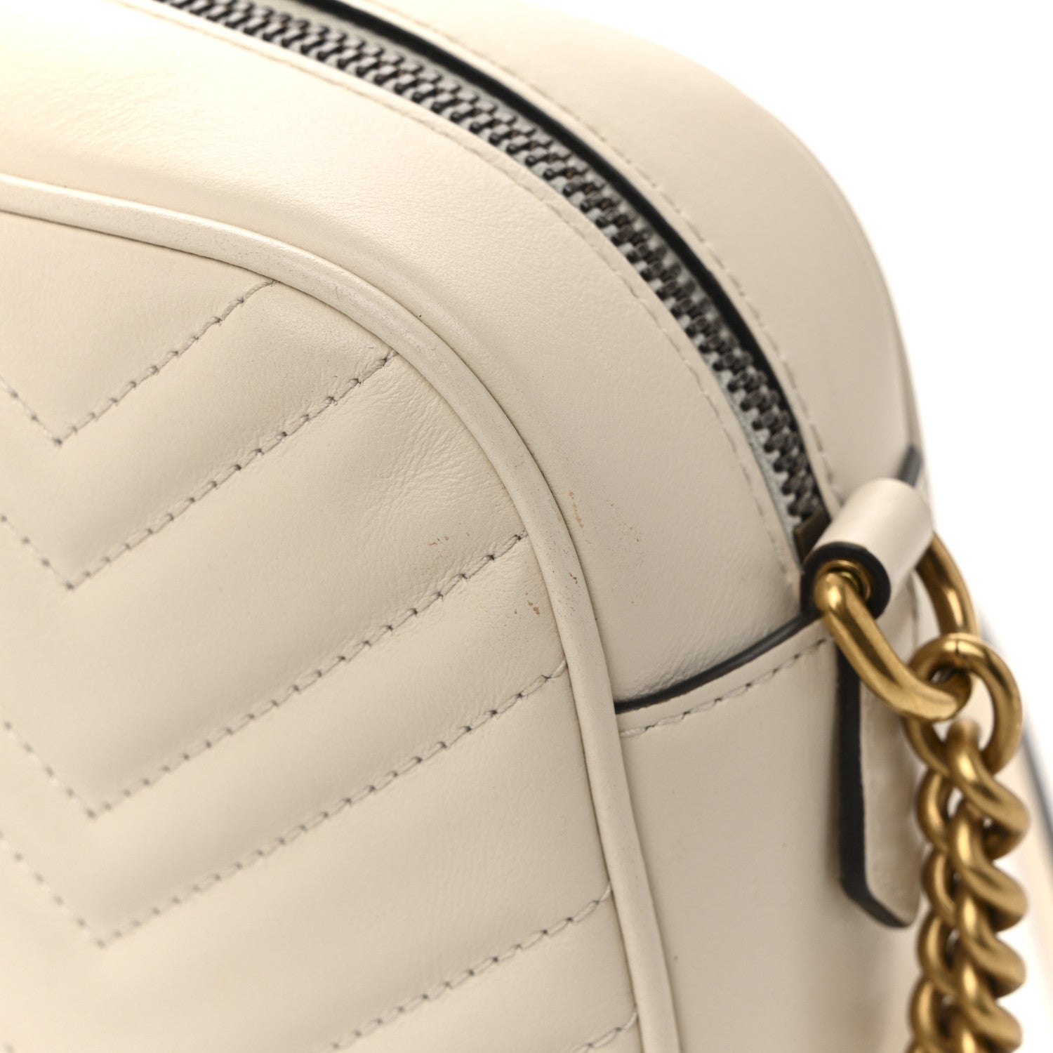 Calfskin Matelasse Small GG Marmont Chain Shoulder Bag White