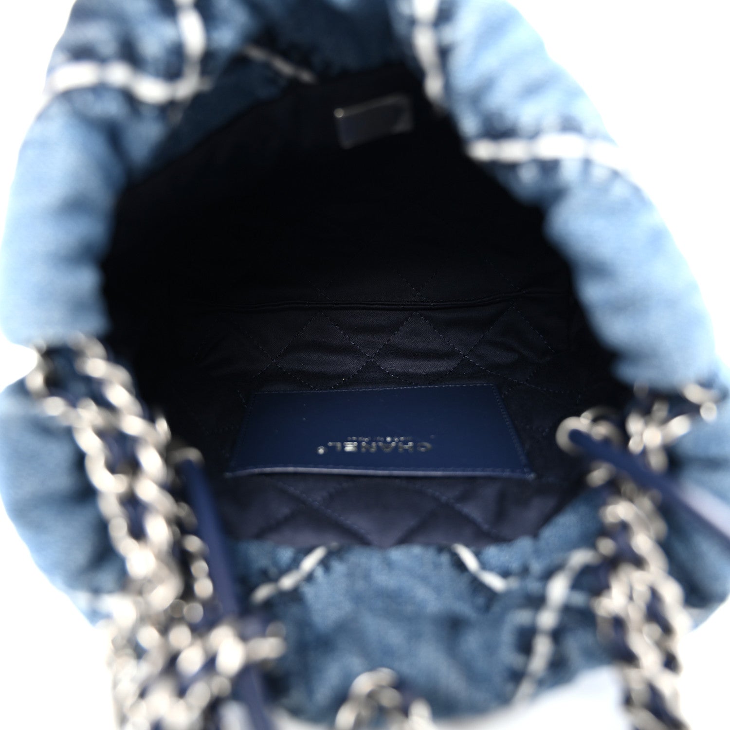 Denim Stitched Quilted Mini Chanel 22 Blue