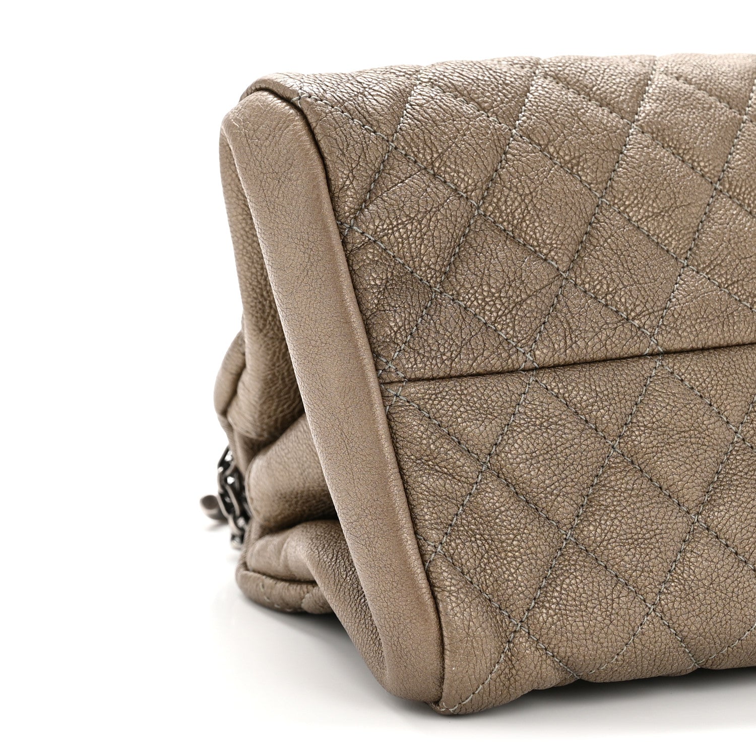 Metallic Caviar Quilted Medium Just Mademoiselle Beige
