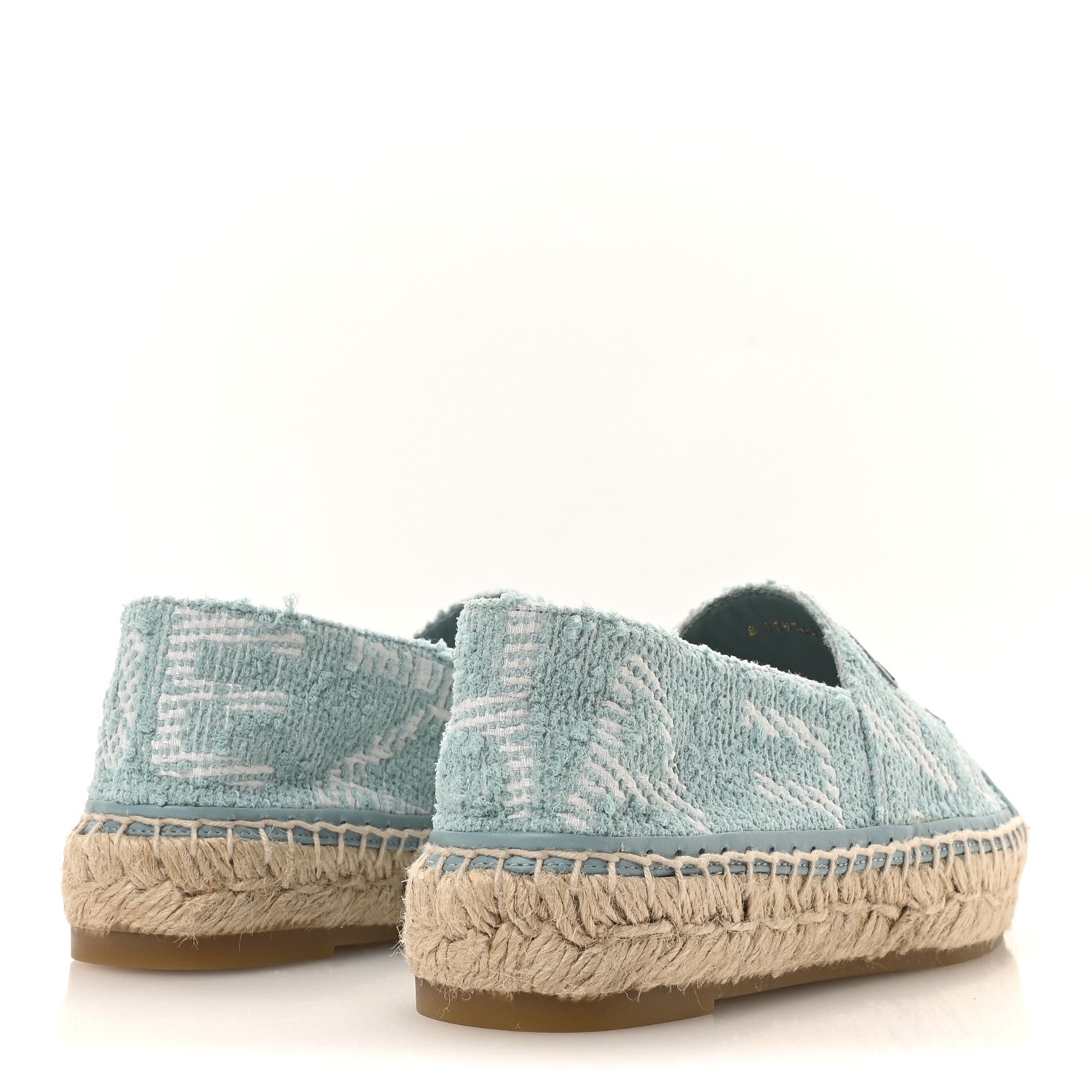 Mixed Fibers Jacquard Lambskin CC Espadrilles 36 Turquoise White
