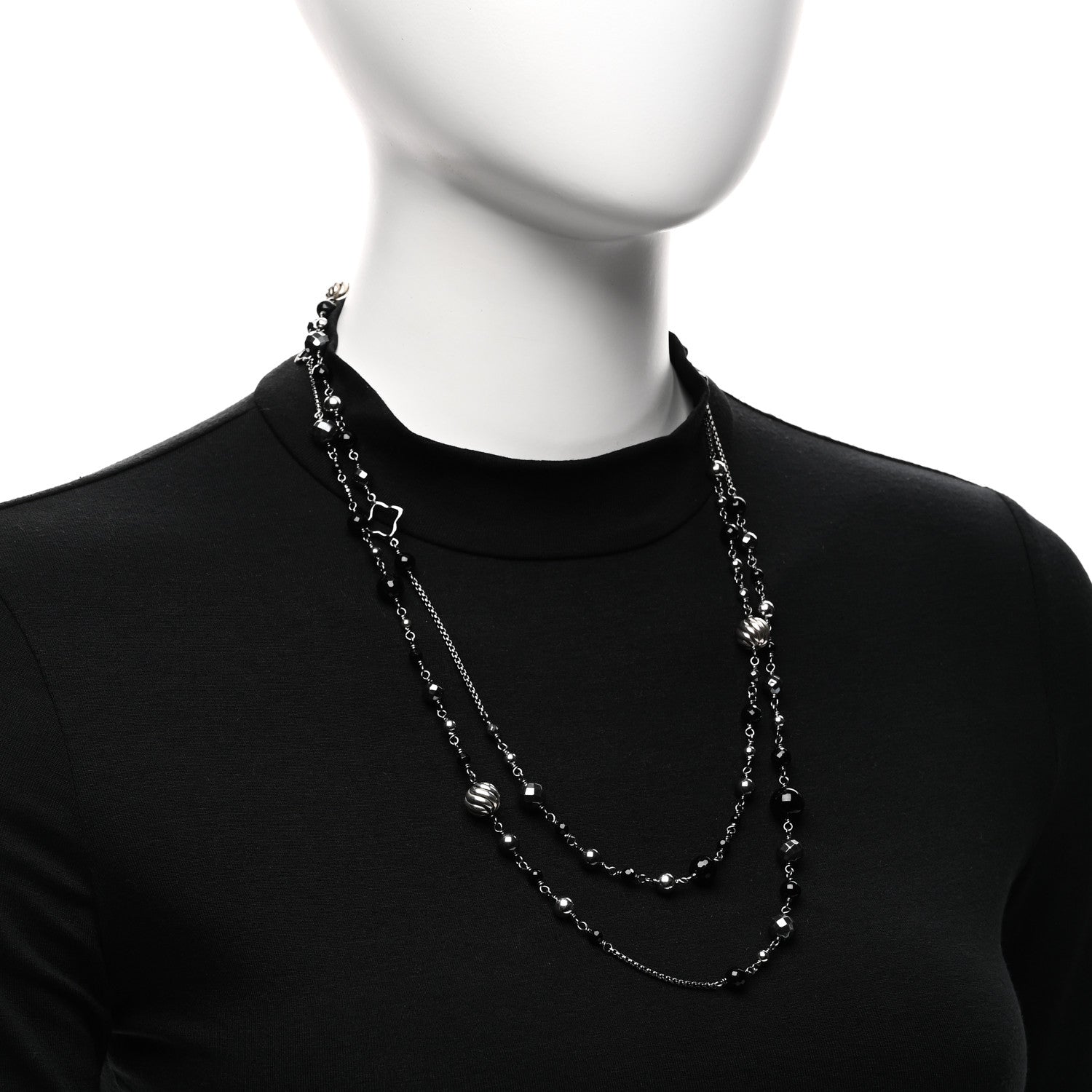 Sterling Silver Black Onyx Hematine Elements Chain Necklace