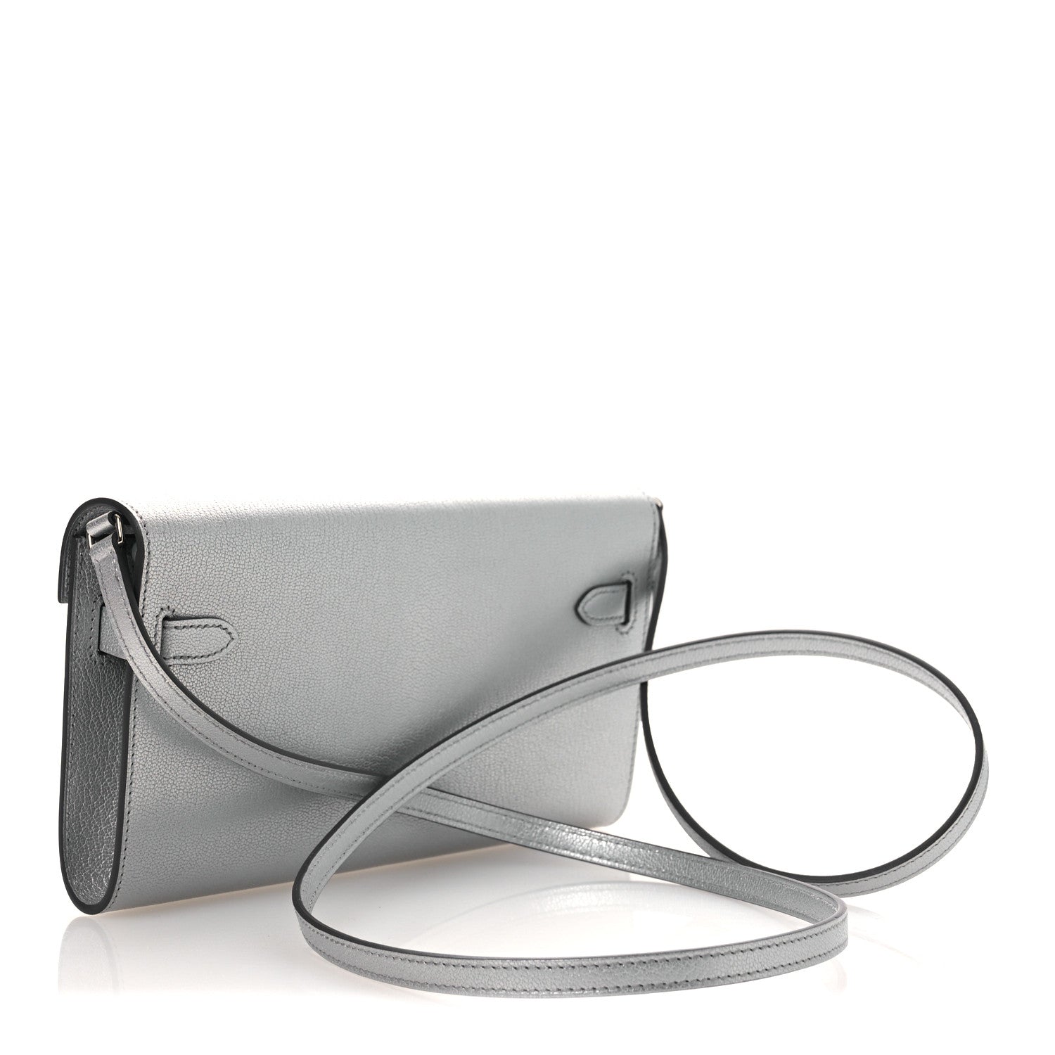 Metallic Chevre Chamkilight Kelly Wallet To Go Argent