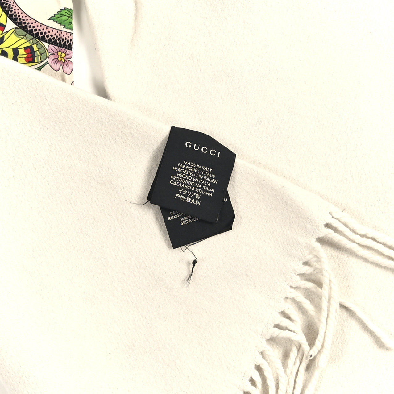 Cashmere Flora Pocket Scarf Ivory Multicolor