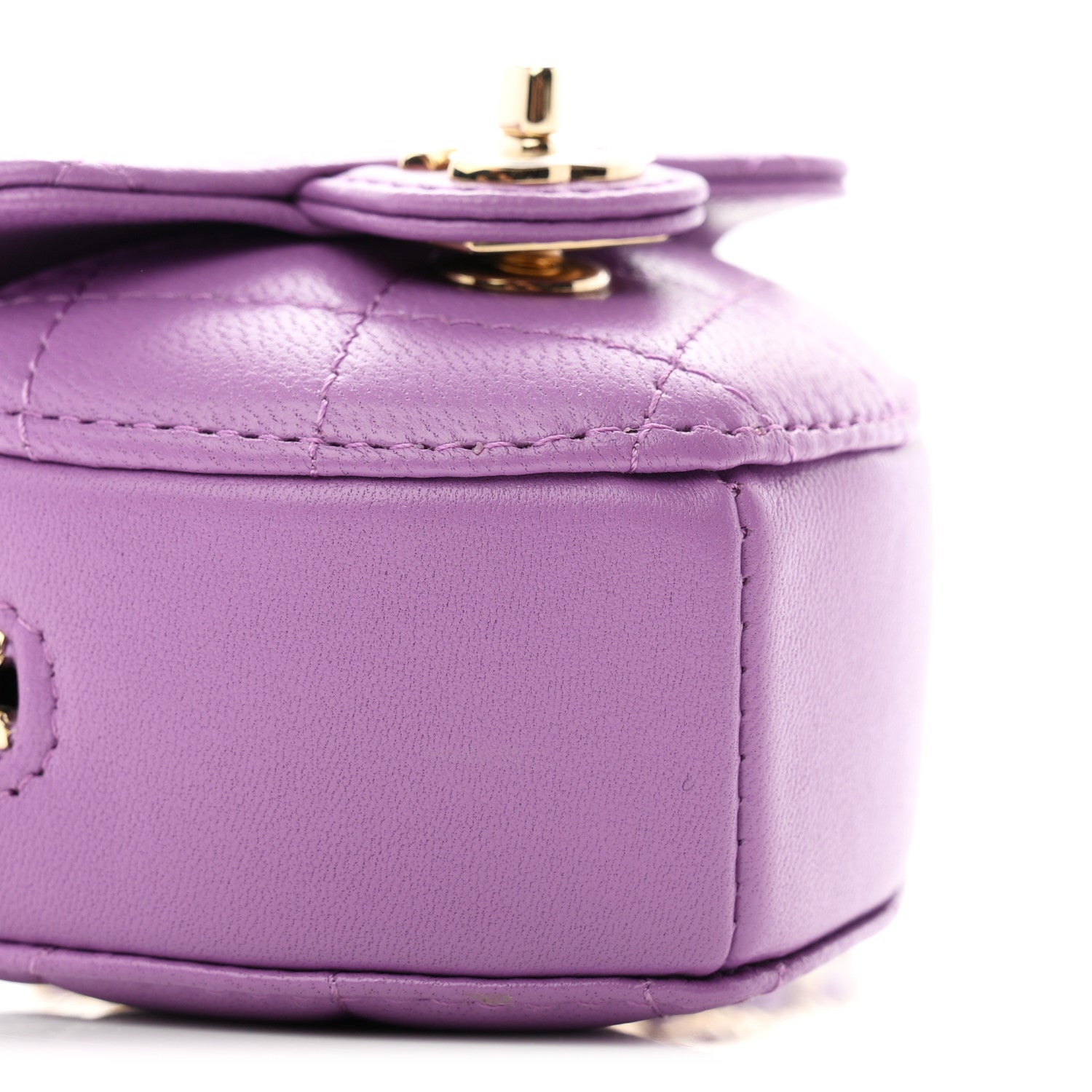 Lambskin Quilted CC In Love Heart Waist Belt Bag With Chain Purple