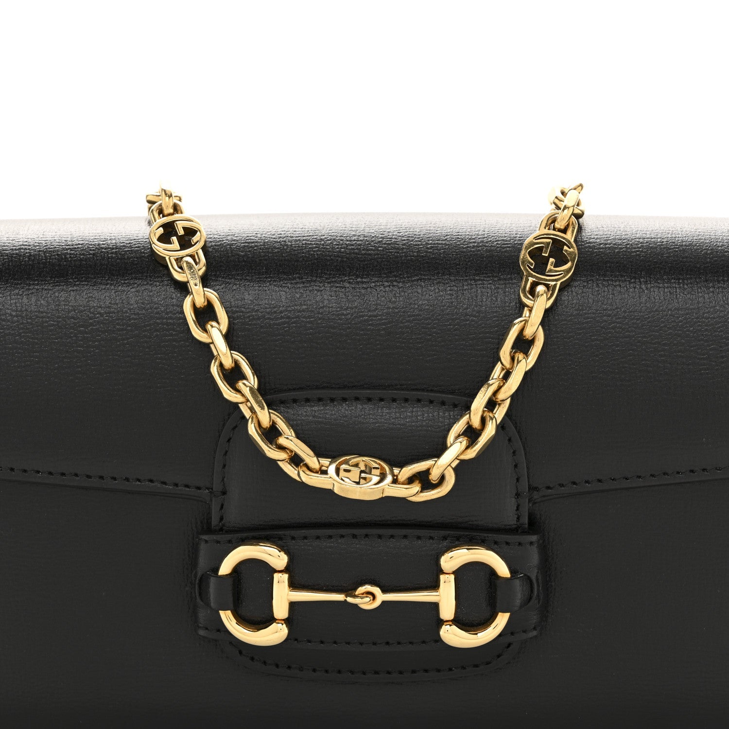 Azalea Calfskin Small Horsebit 1955 Chain Shoulder Bag Black