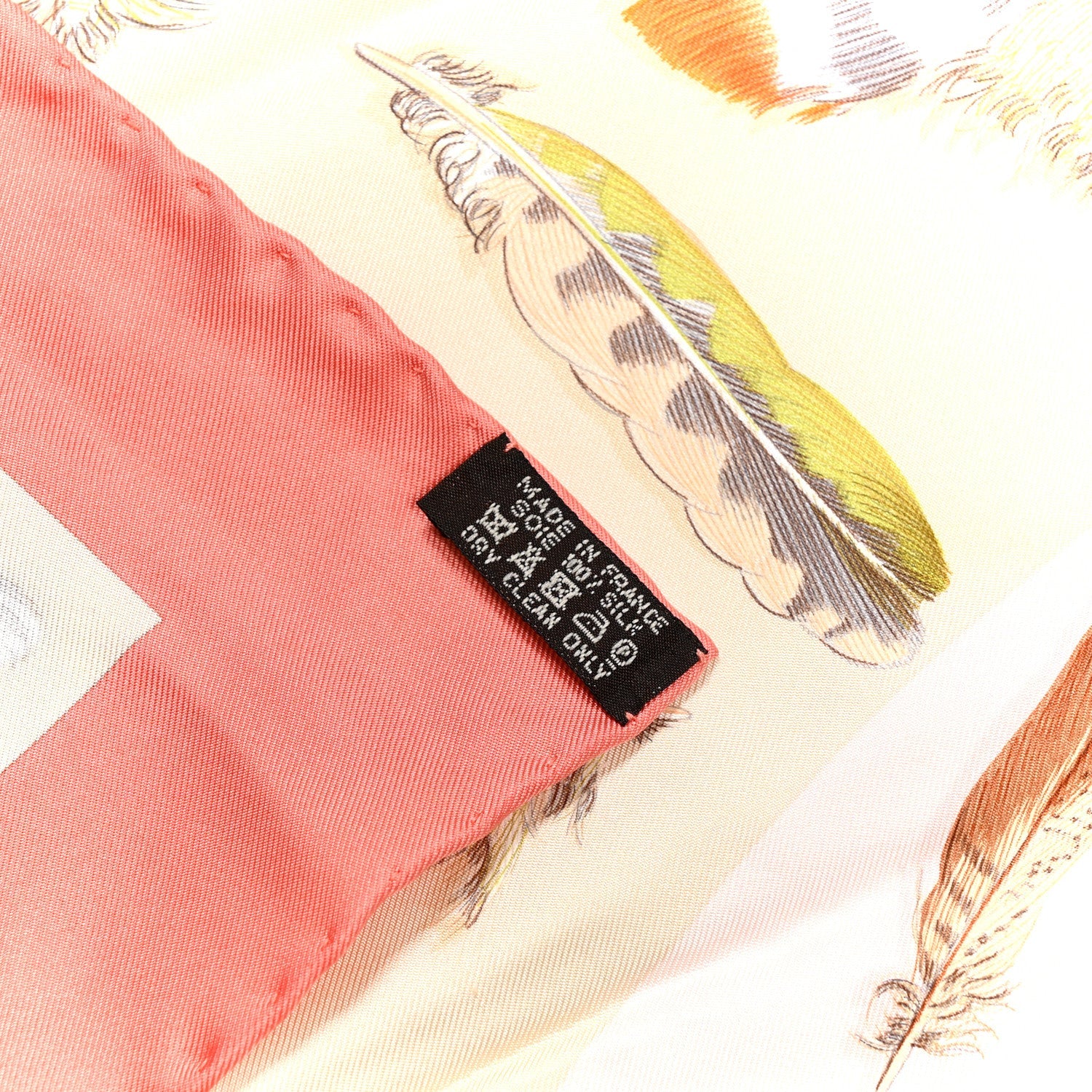 Silk Plumes II Scarf 90 Corail Beige Rose Pale