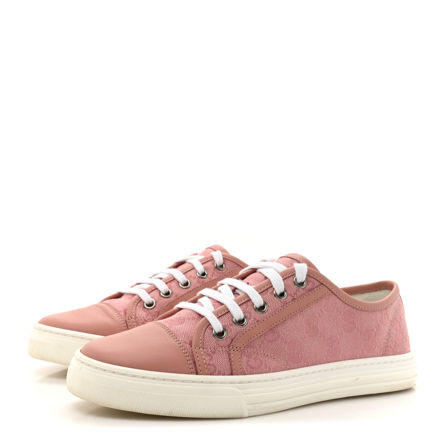 GG Monogram Calfskin Womens Low Top Sneakers 36.5 Pink Soft Pink